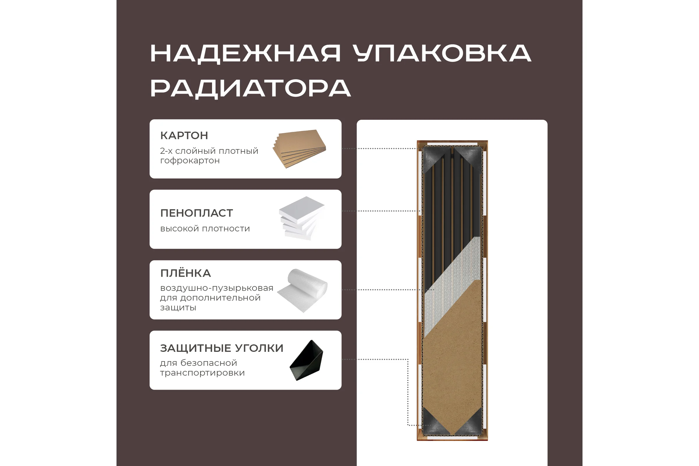 Радиатор Faberg Extra 2-х трубный, подключение - нижнее правое, секций - 6, высота - 1800, цвет - RAL9005 FB.700.2.1800.6.9005