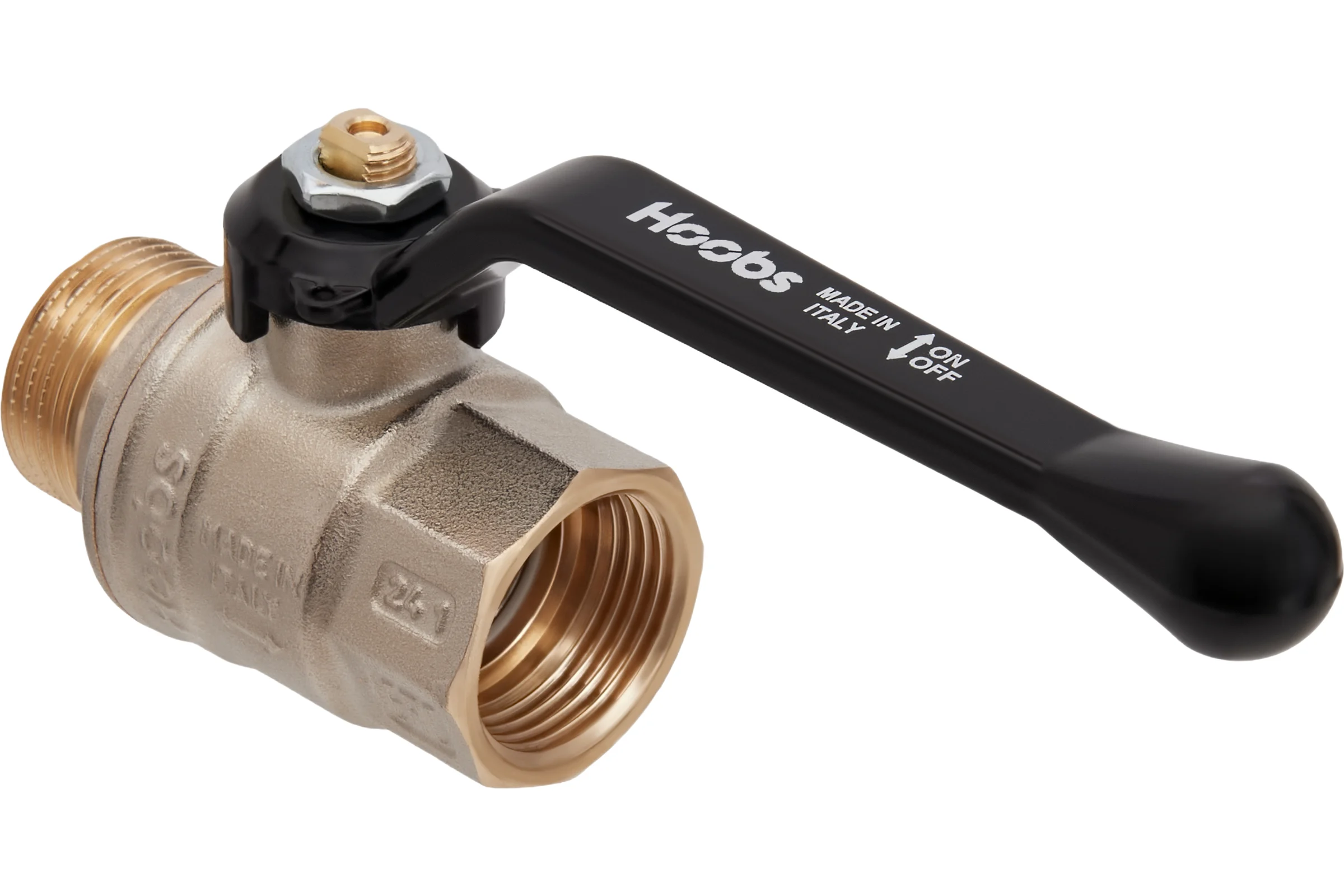 Кран шаровой латунный Hoobs НР/ВР 1'1/4'' рычаг алюм. чёрный, 4 шт/уп. 15115H