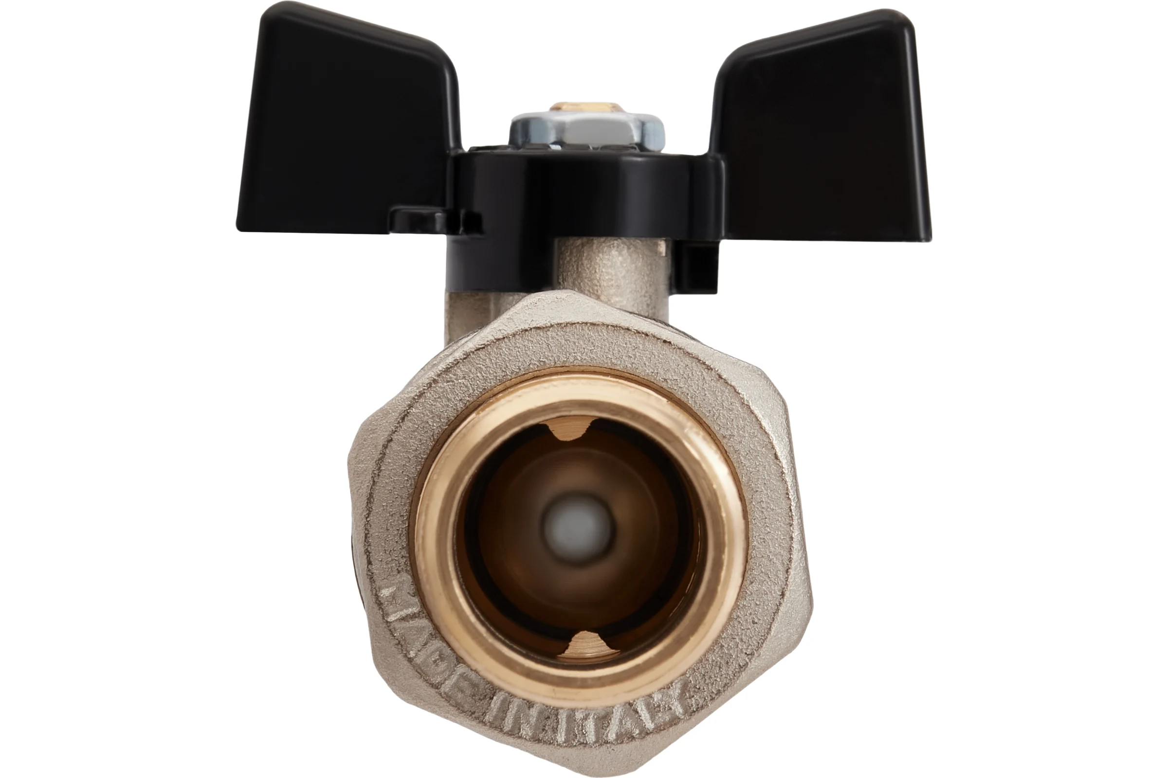 Кран шаровой латунный с американкой Hoobs НР/ВР 1/2'' бабочка чёрная, 14 шт/уп. 15152H