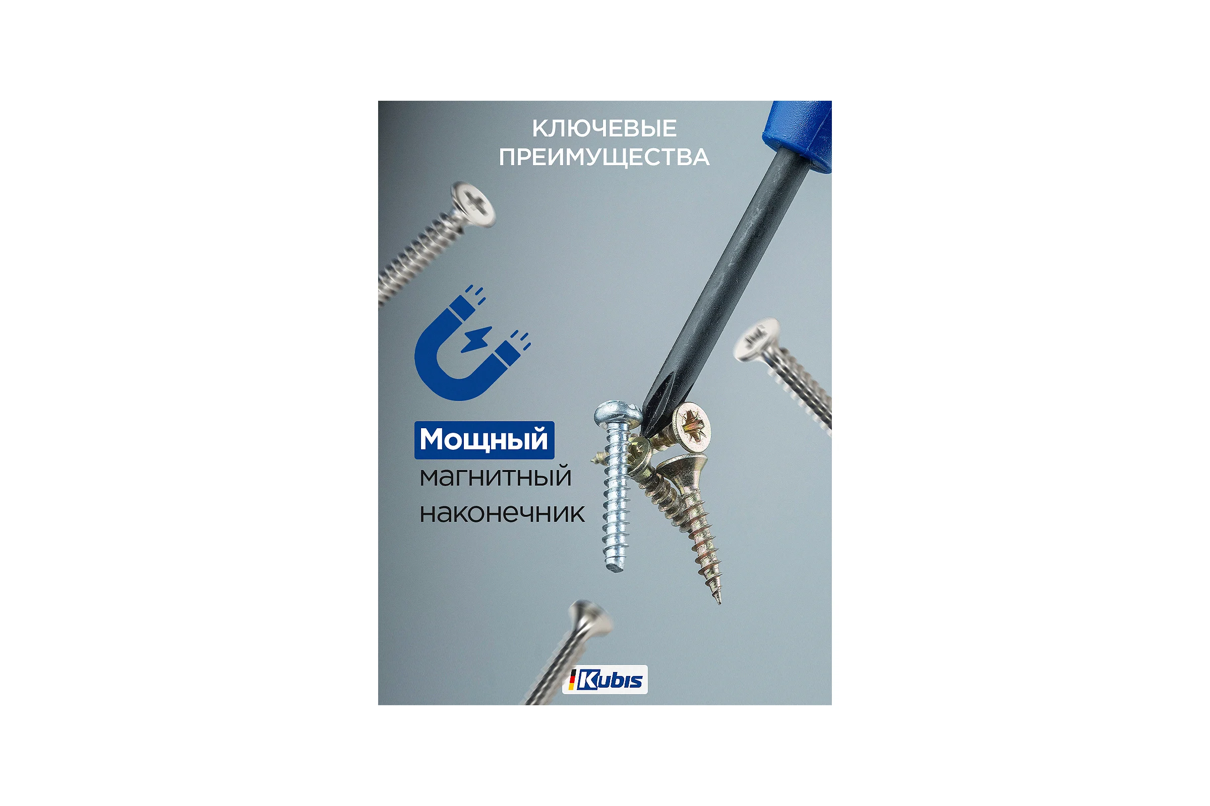 Отвертка Kubis 8-В-1 в кейсе, PH2-SL5 мм, PH1-SL4 мм 02-08-0208
