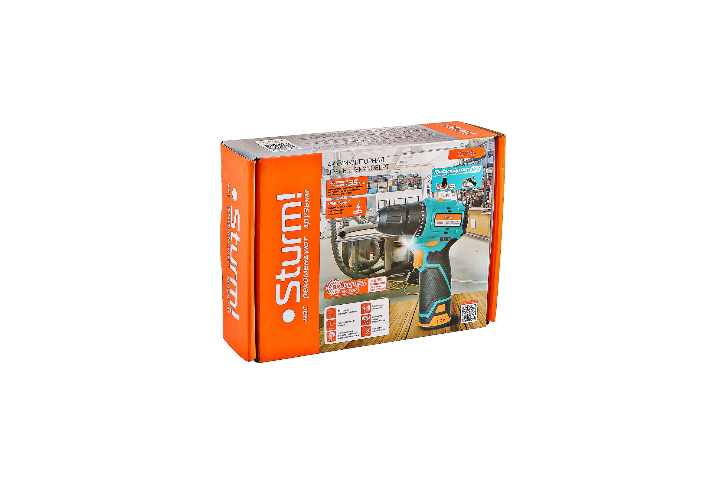 Аккумуляторный шуруповерт Sturm 1BatterySystem12V CD1235