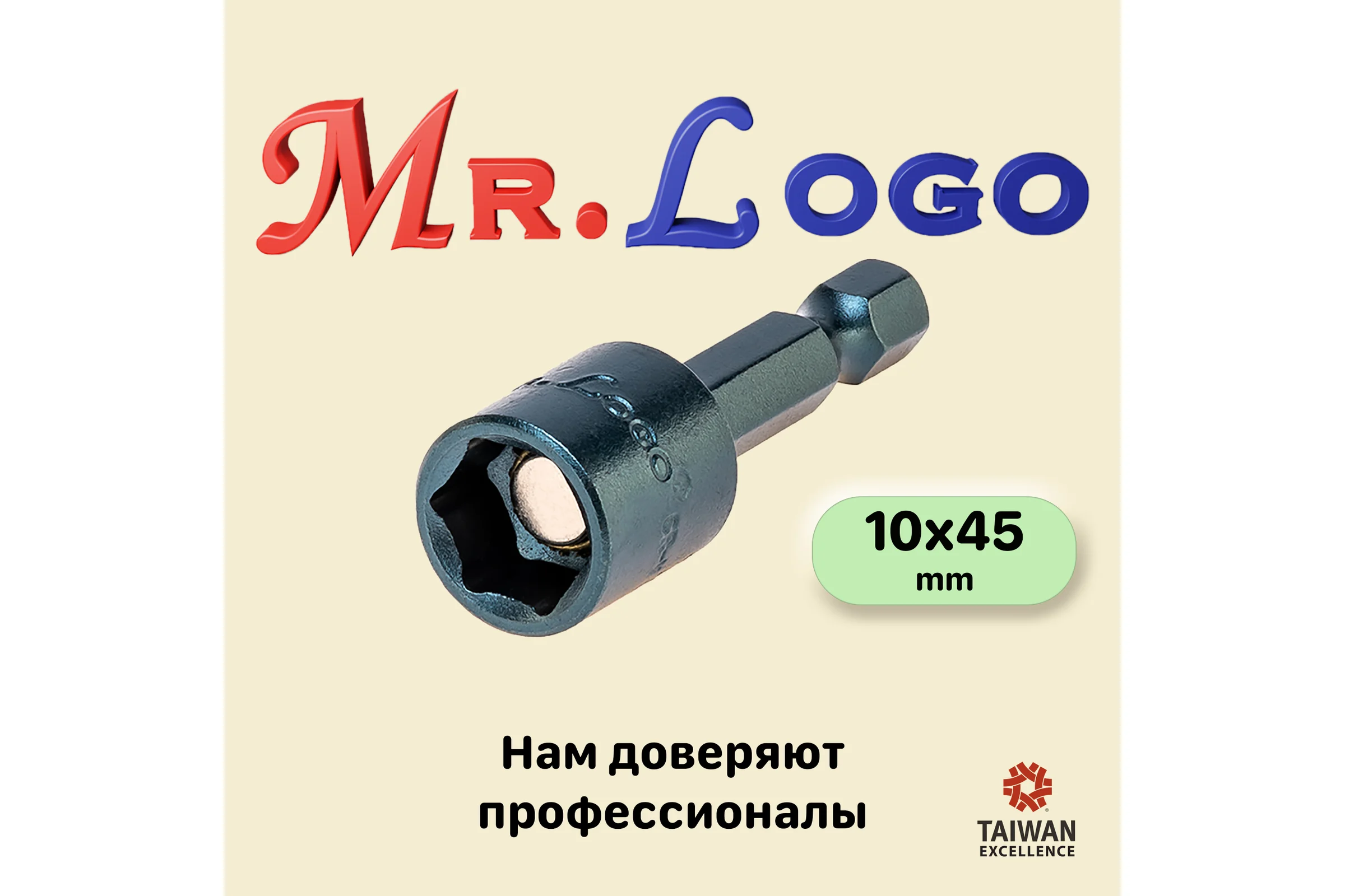 Бита с торцевой головкой с магнитом 10x45 мм, 10 шт Mr.Logo RY4510-10