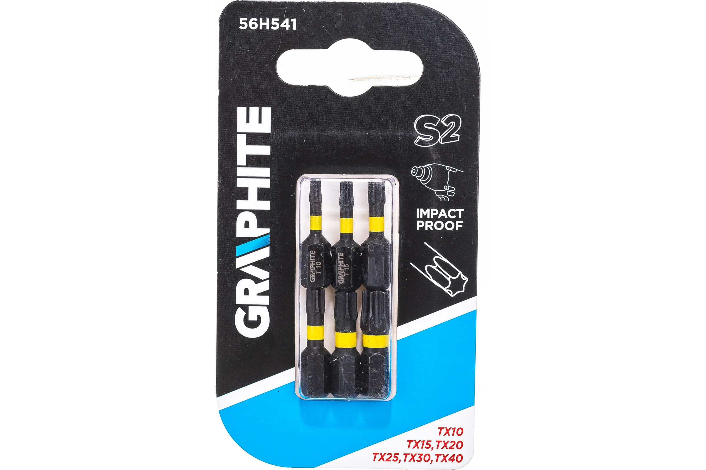 Биты ударные Graphite TX10/15/20/25/30/40 x 25 мм 1/4" S2 6 шт. 56H541