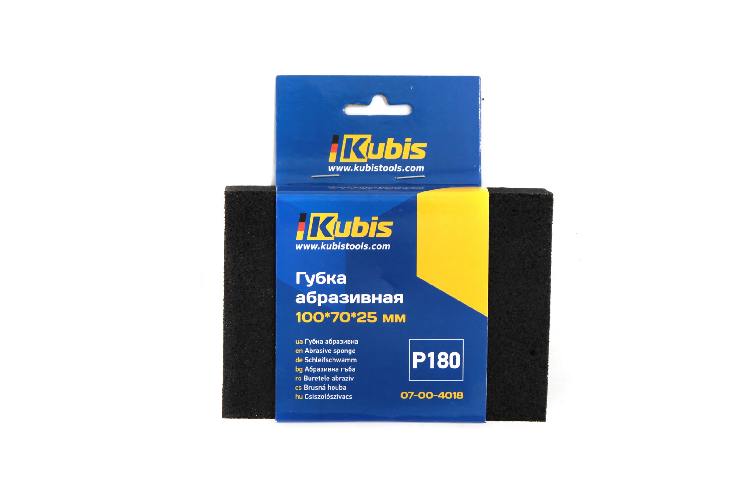 Губка абразивная Р180, 100х70х25 мм KUBIS 07-00-4018
