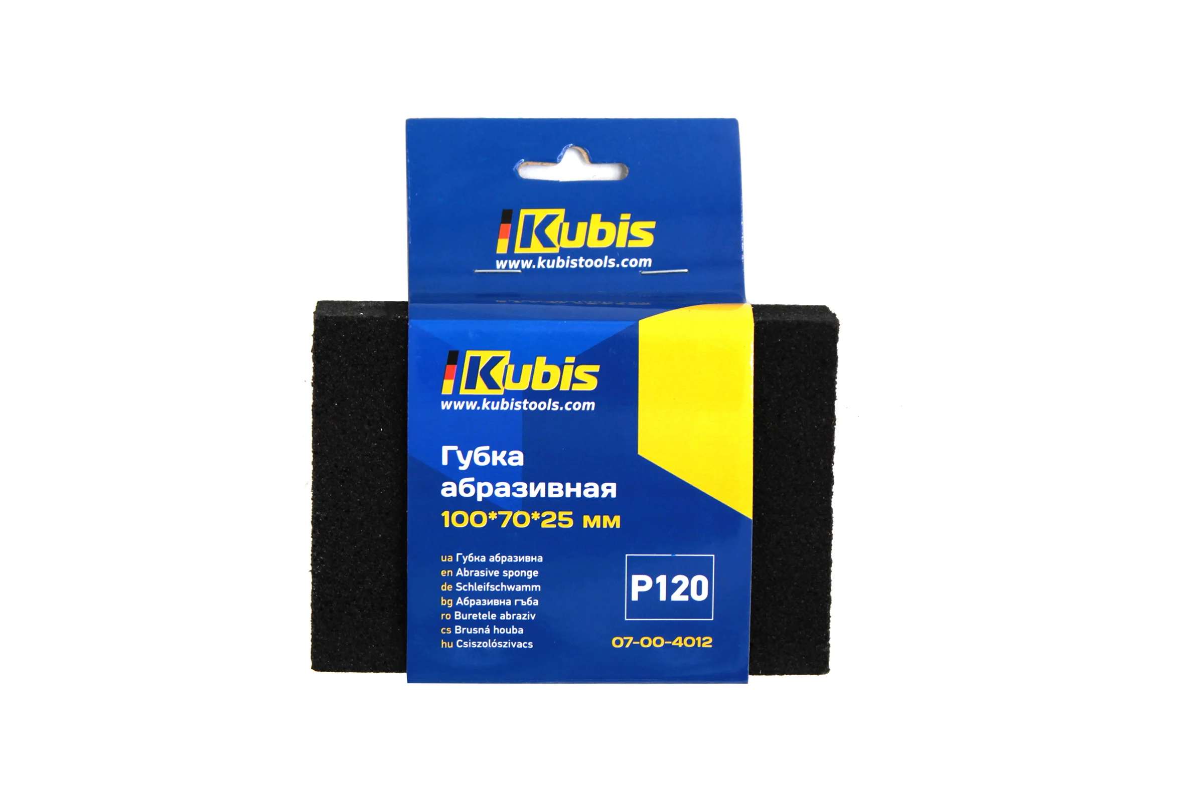 Губка абразивная Р120, 100х70х25 мм KUBIS 07-00-4012