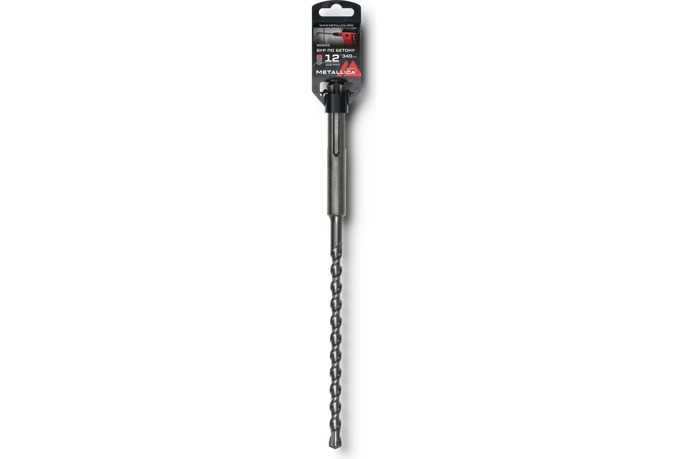 Бур по бетону SDS-max 12x340/200 мм, Х-напайка, 2 спирали METALLICA Ultra 905845