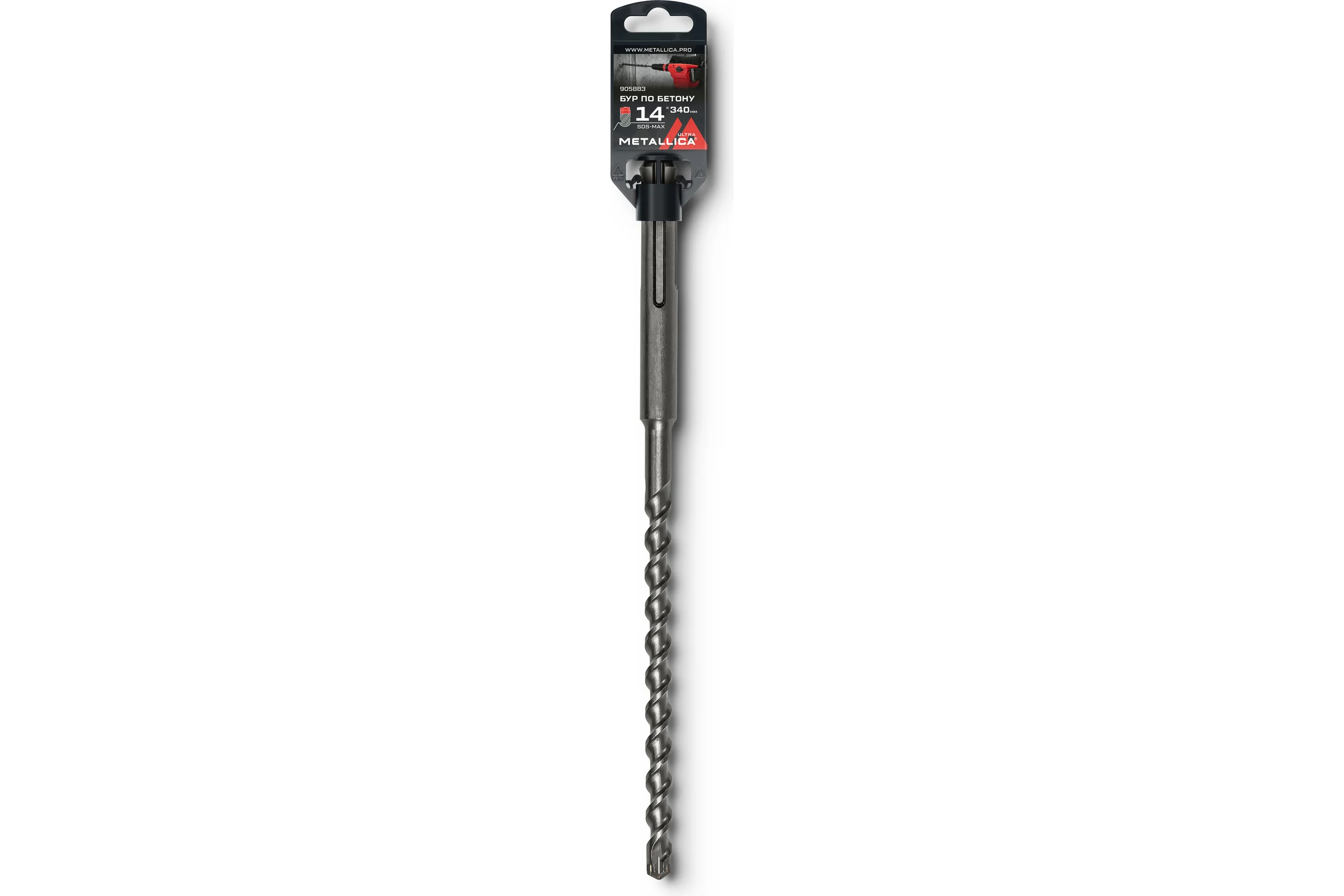 Бур по бетону SDS-max 14x340/200 мм, Х-напайка, 2 спирали METALLICA Ultra 905883