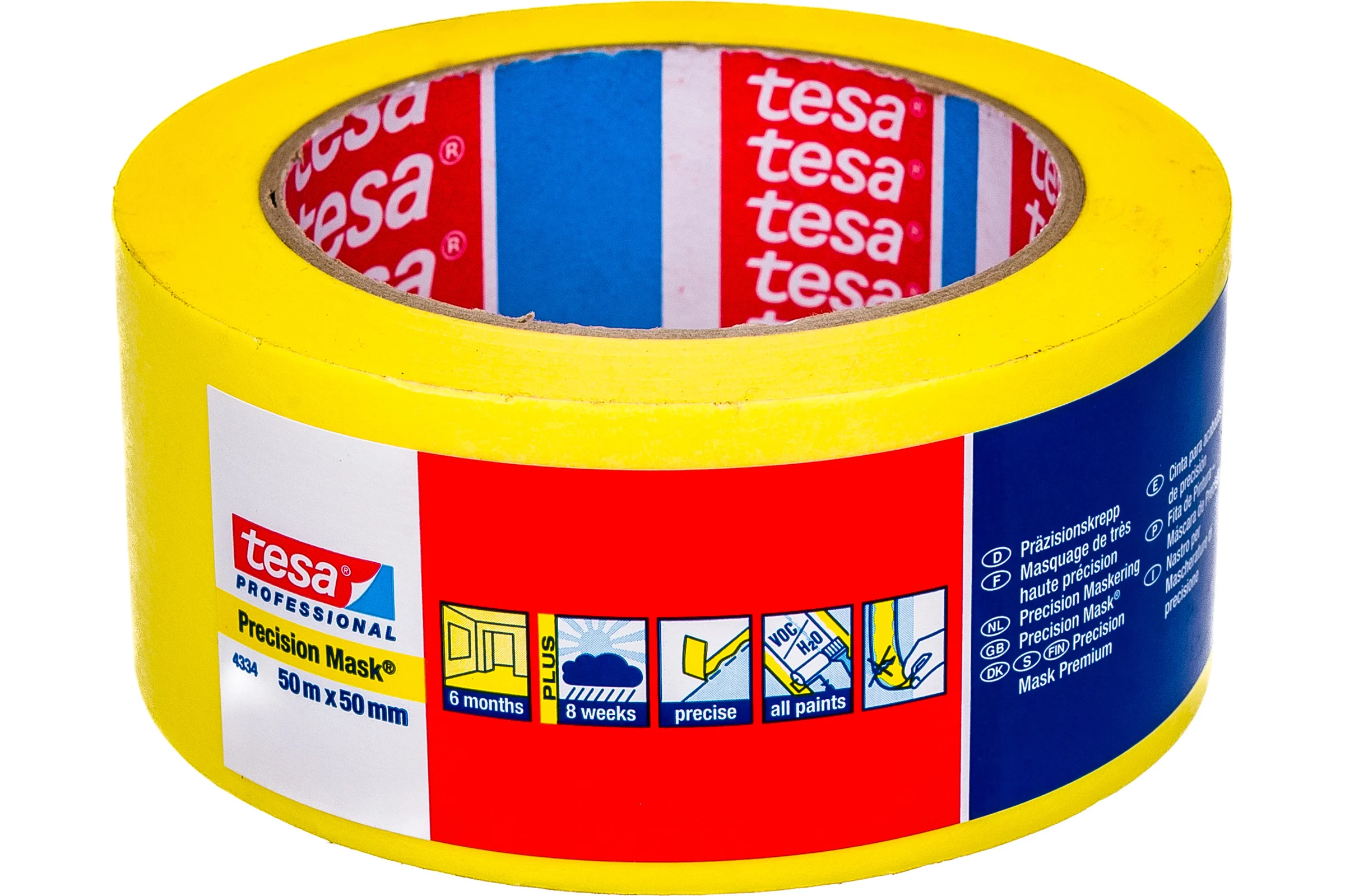 Малярная лента TESA желтая, Четкий край 50м х 50мм, 6 мес. 04334-00004-00