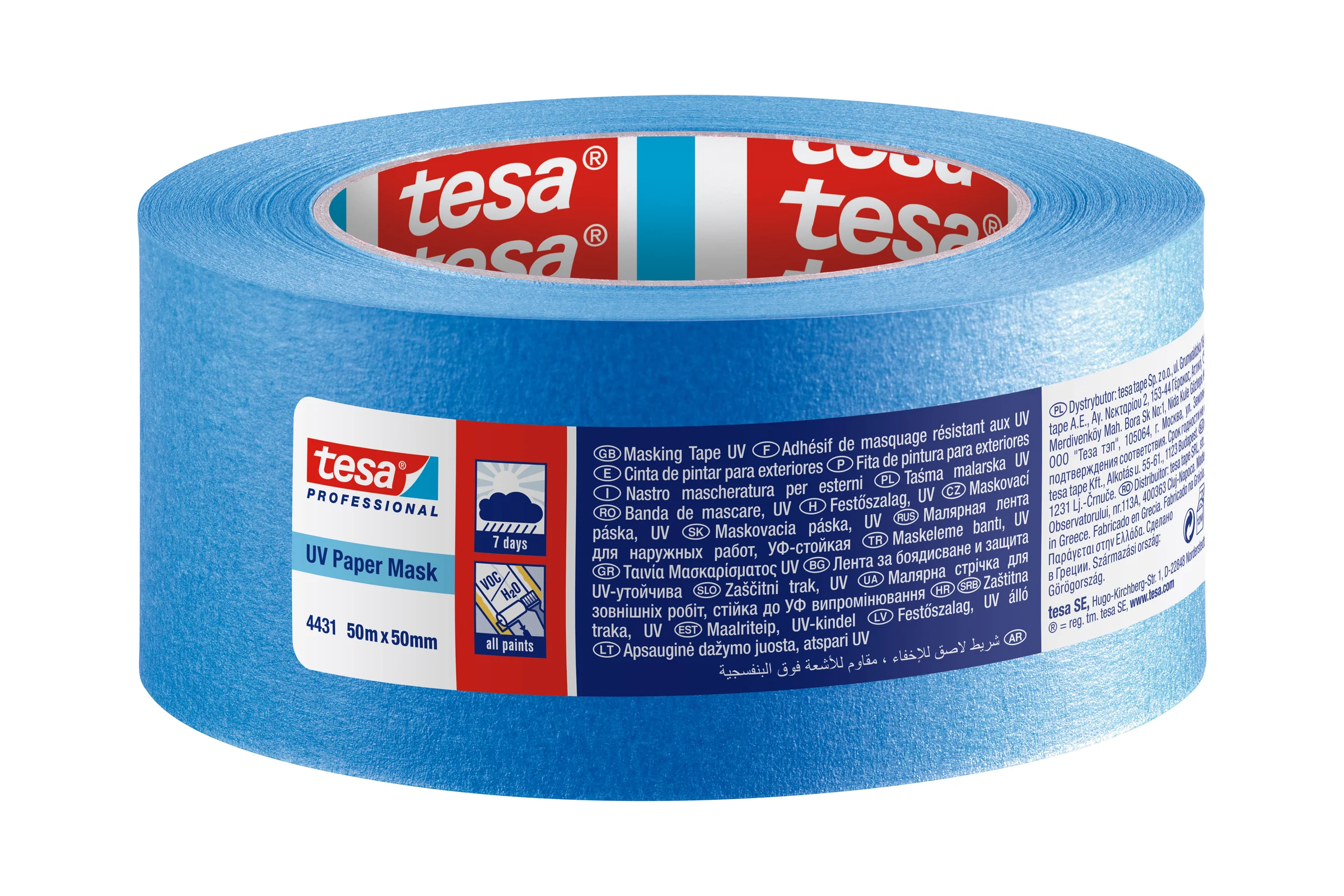 Малярная лента TESA синяя, УФ-стойкая 50м х 50мм, 7 дней 04431-00000-00
