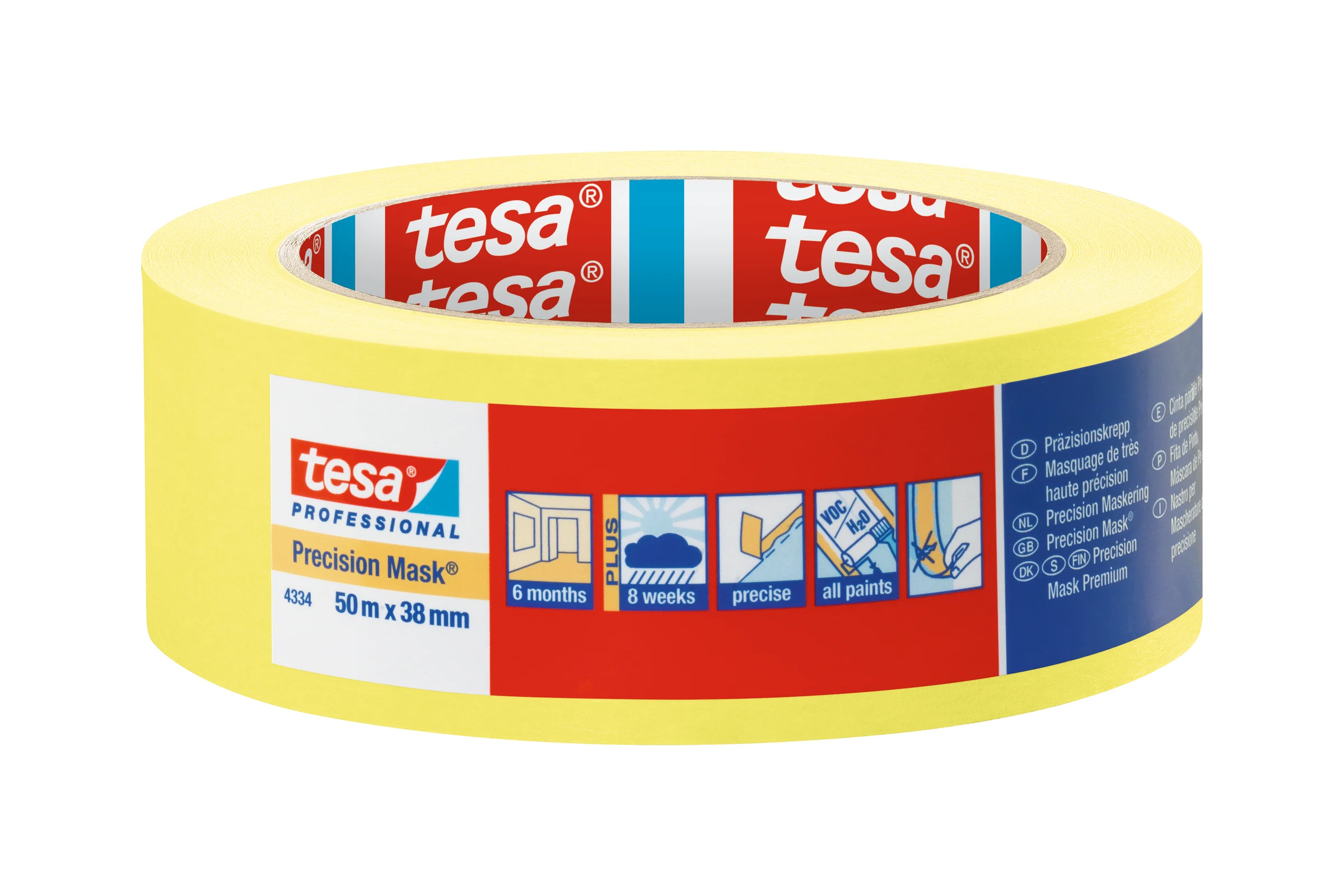 Малярная лента TESA желтая, Четкий край 50м х 38мм, 6 мес. 04334-00003-00