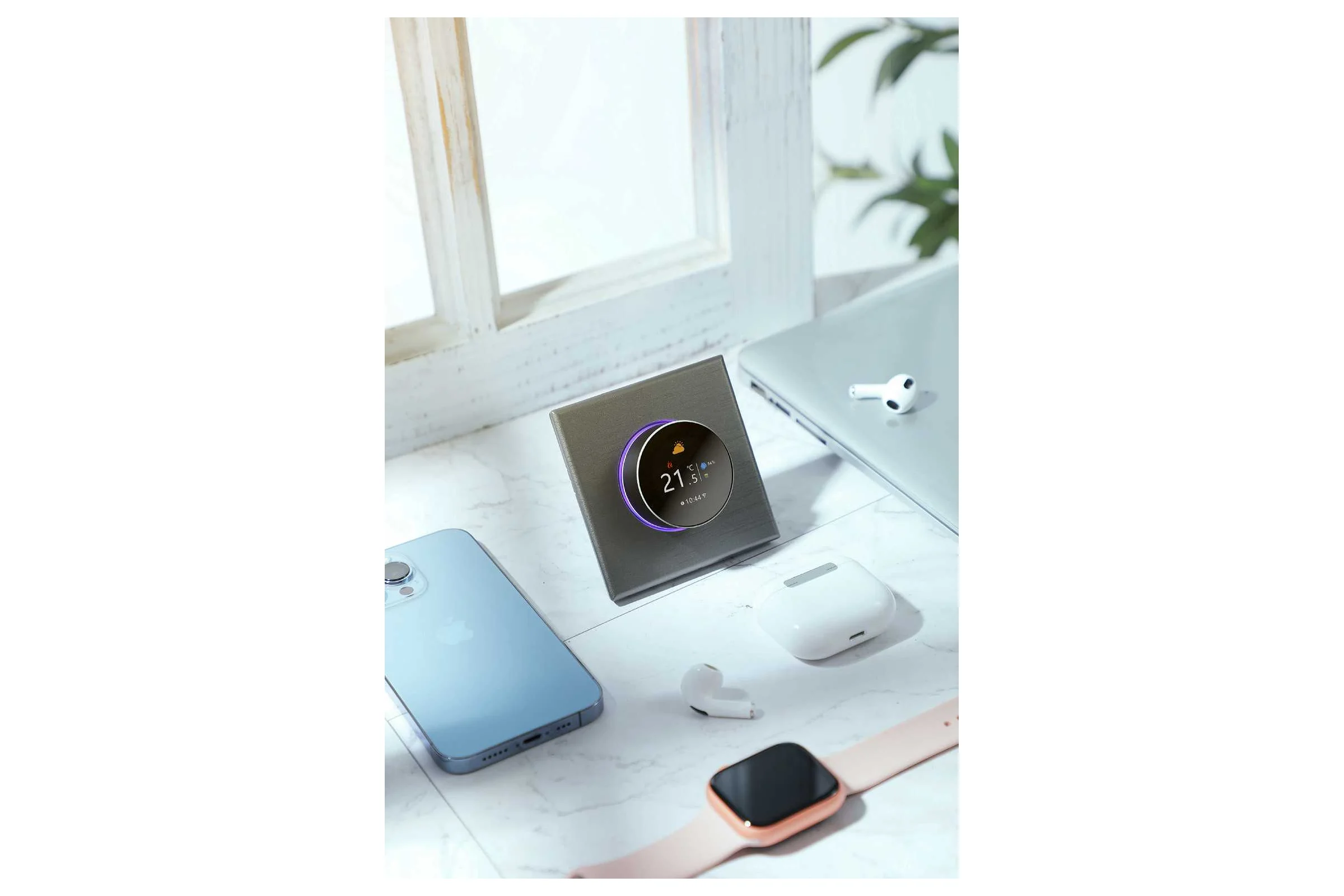 Умный термостат для электрического теплого пола UMNOO с zigbee модулем, с круглой интеллектуальной ручкой, серия 7000, серебристый BHT-7000GBLZB-Silver trz0006