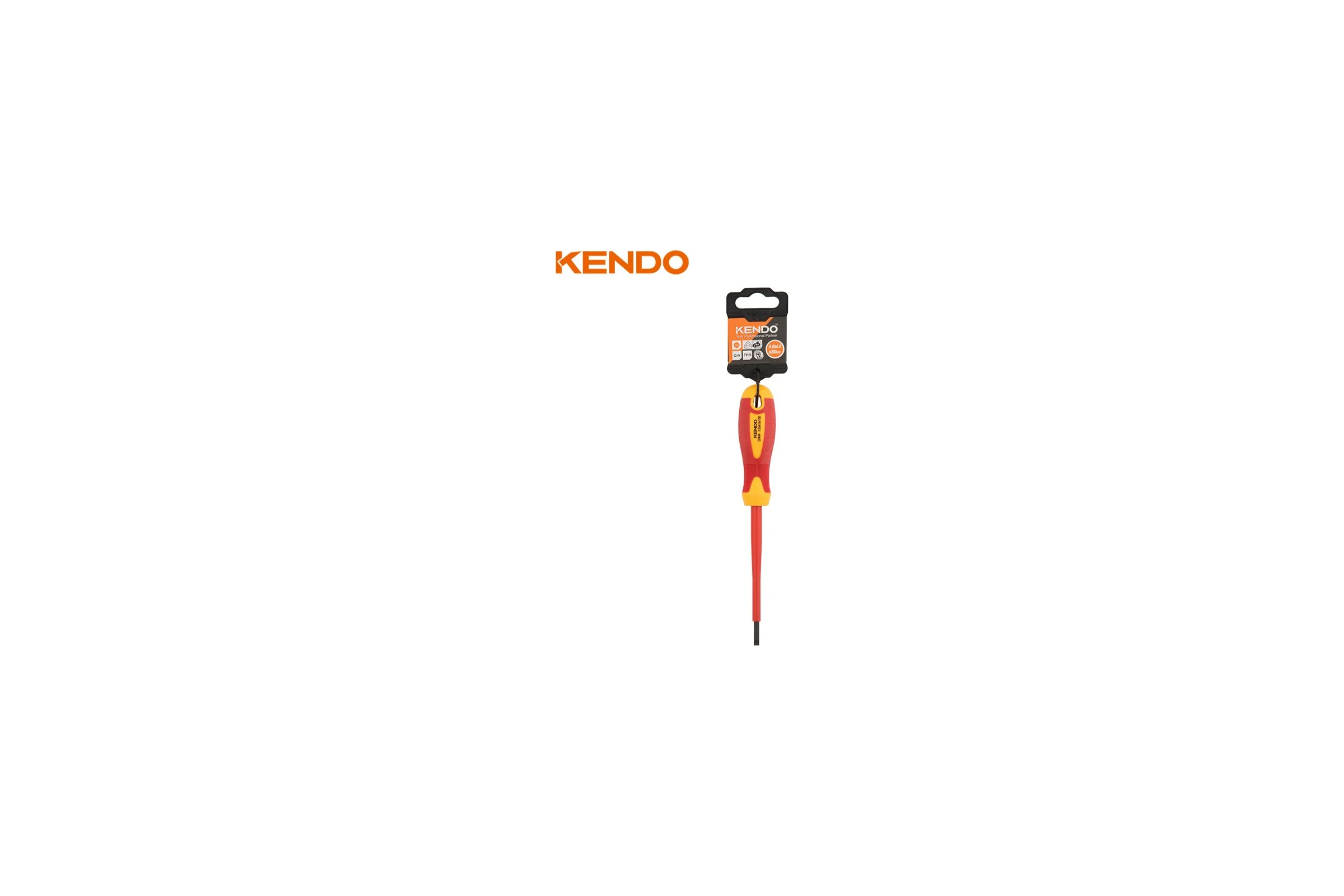 Отвертка диэлектрическая шлицевая KENDO VDE SL3.5x100 мм, 1000 В 20403