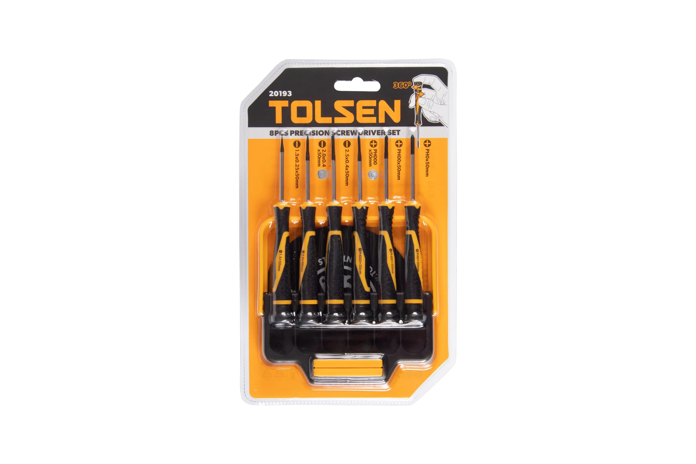 Набор прецизионных отверток TOLSEN GRIPro 8 предметов 20193