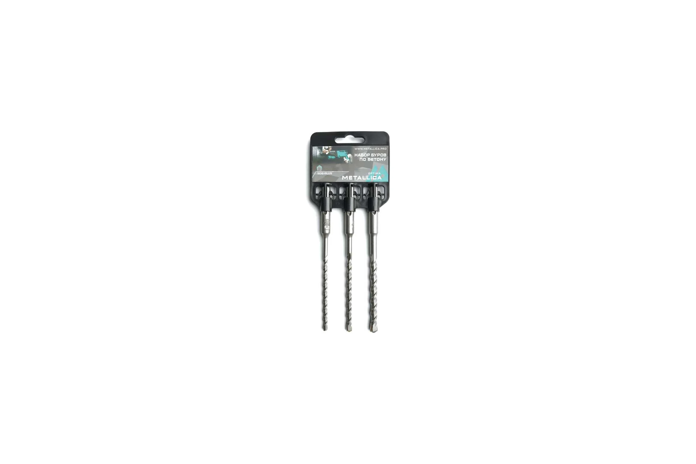 Набор буров по бетону SDS-plus 6, 8, 10 мм, 160/100 мм, на клипсе, 3 шт METALLICA Optima 906408