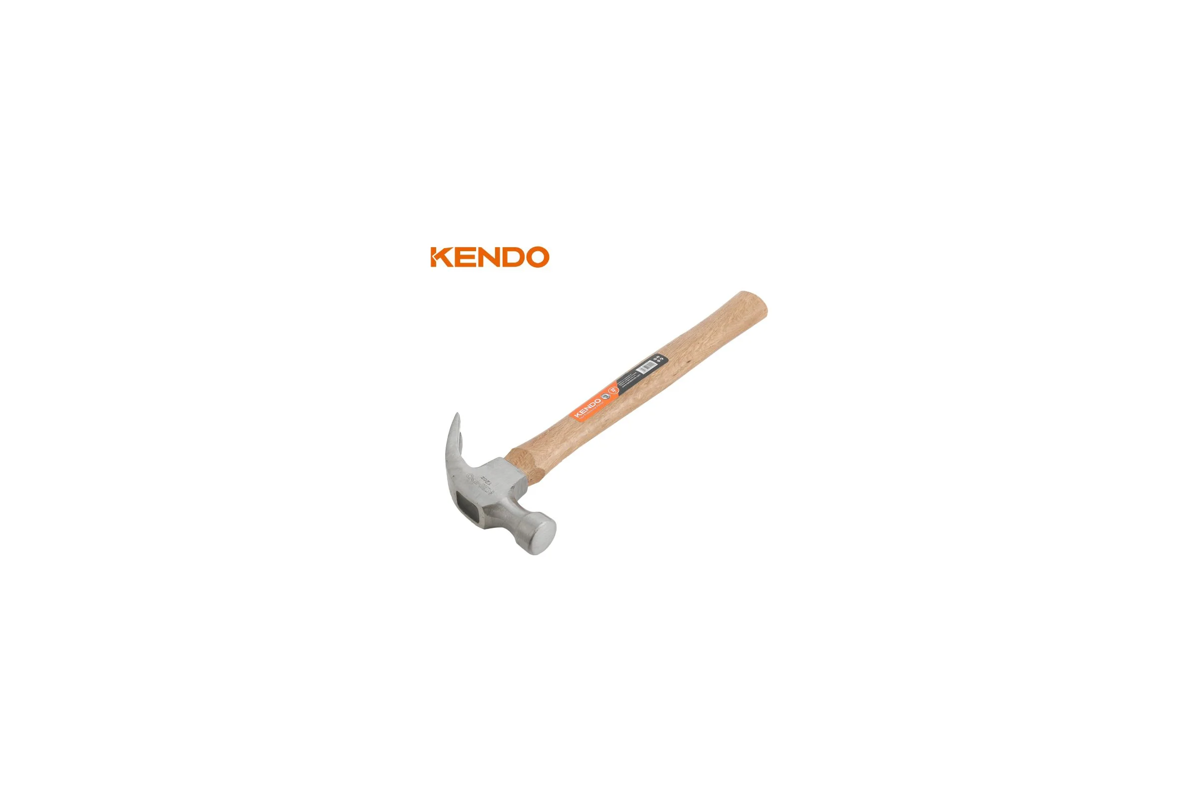 Молоток-гвоздодер KENDO с  деревянной рукояткой, 450 гр 25123
