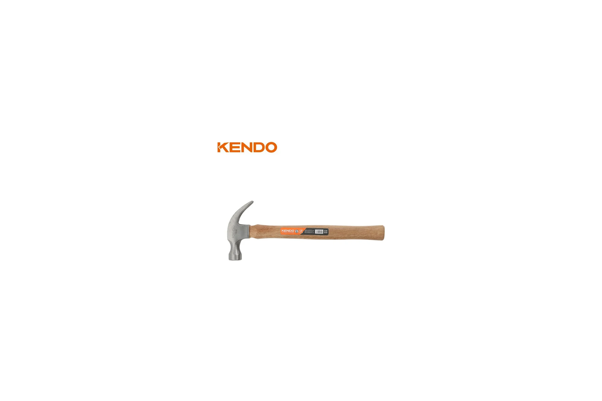 Молоток-гвоздодер KENDO с  деревянной рукояткой, 450 гр 25123