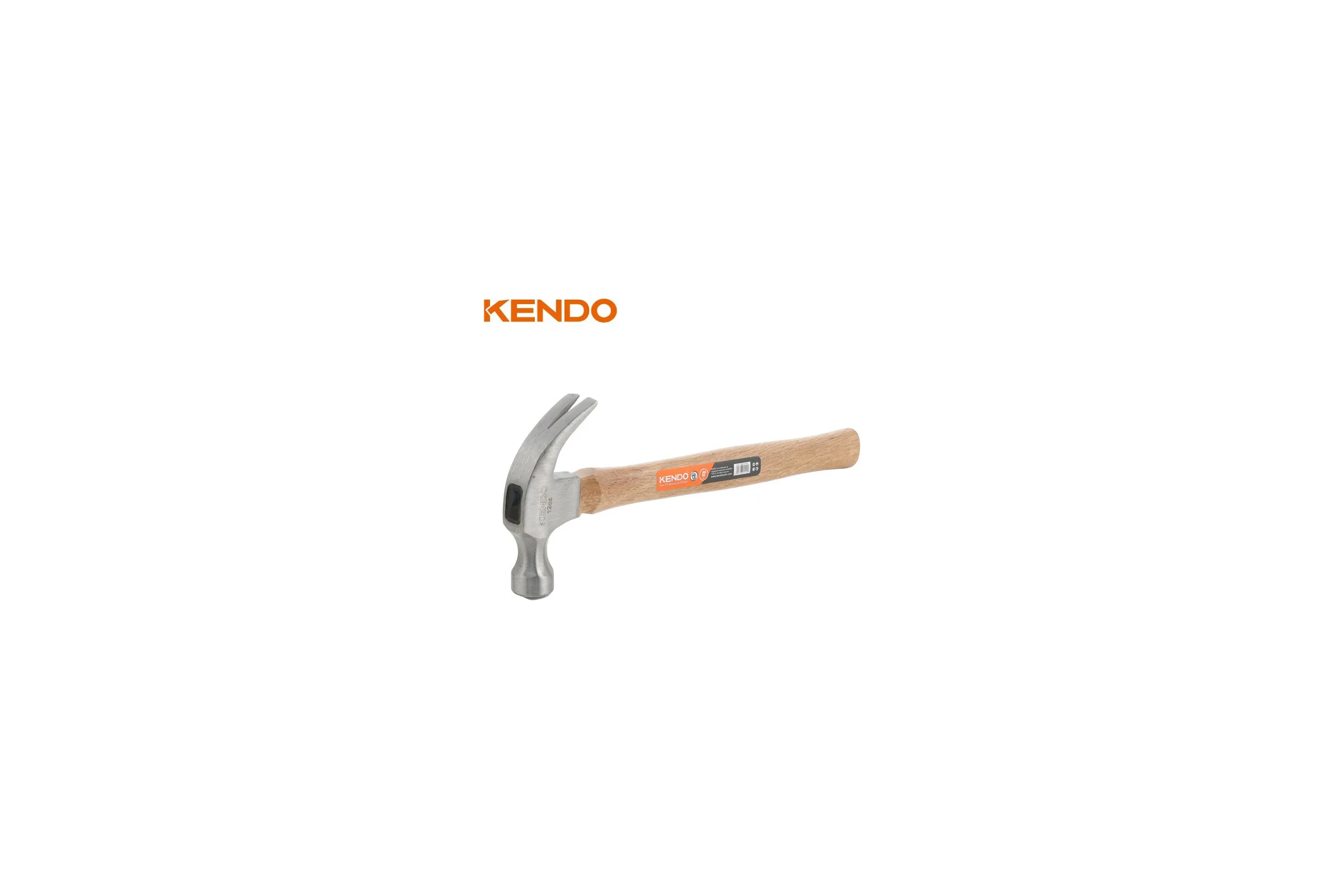 Молоток-гвоздодер KENDO с  деревянной рукояткой, 450 гр 25123