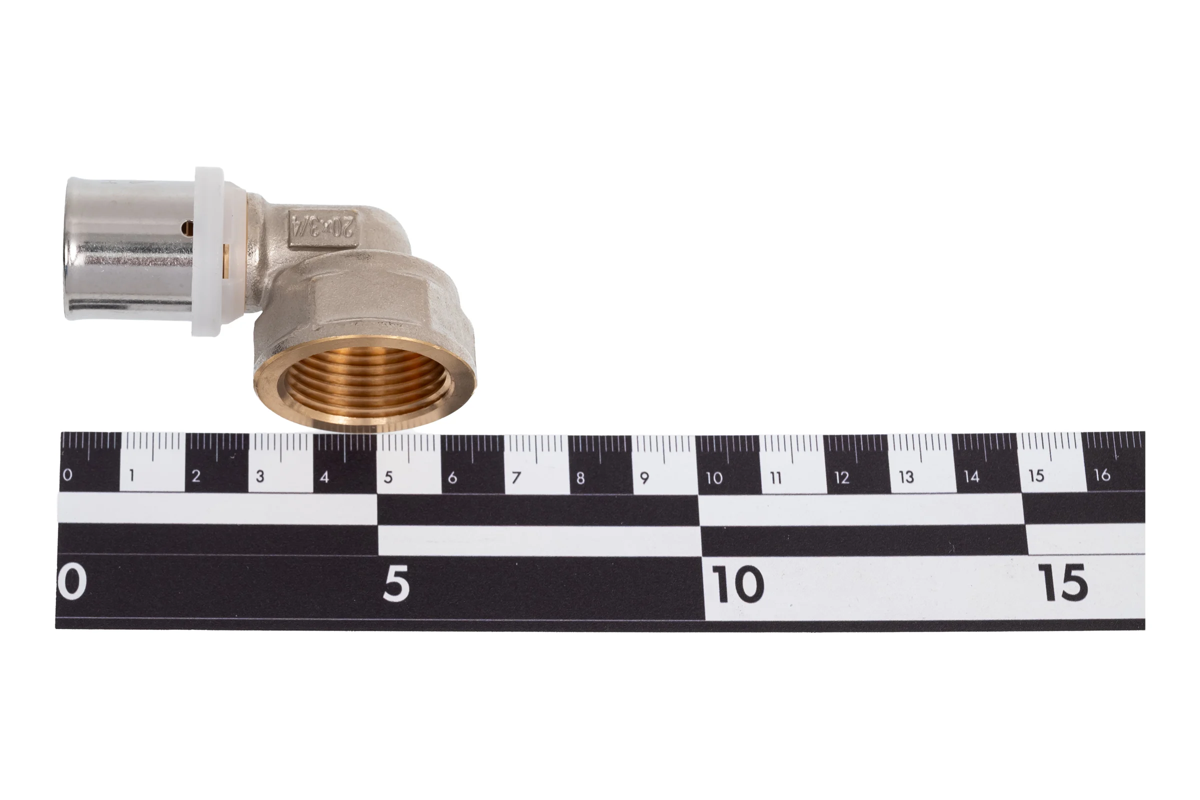 Пресс-фитинг угольник с переходом на внутреннюю резьбу 20x3/4" MVI PF.531.0505