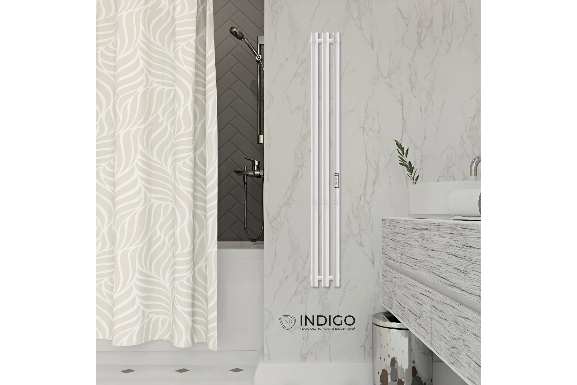 Электрический полотенцесушитель INDIGO Style 3 (electro) 120/13 (скр.монтаж, унив.подкл.R/L, Белый матовый) LSE120-13WMRt