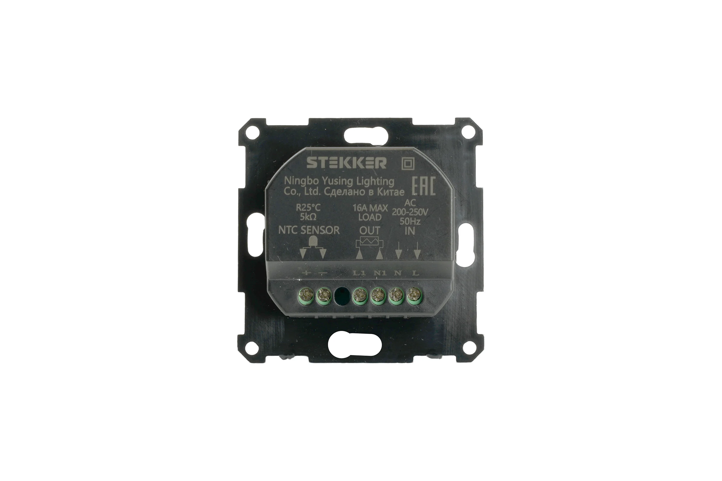 Терморегулятор механический для теплого пола (механизм) STEKKER, GLS00-7117-05, 250В, 3500Вт, серия Катрин, черный, 49741