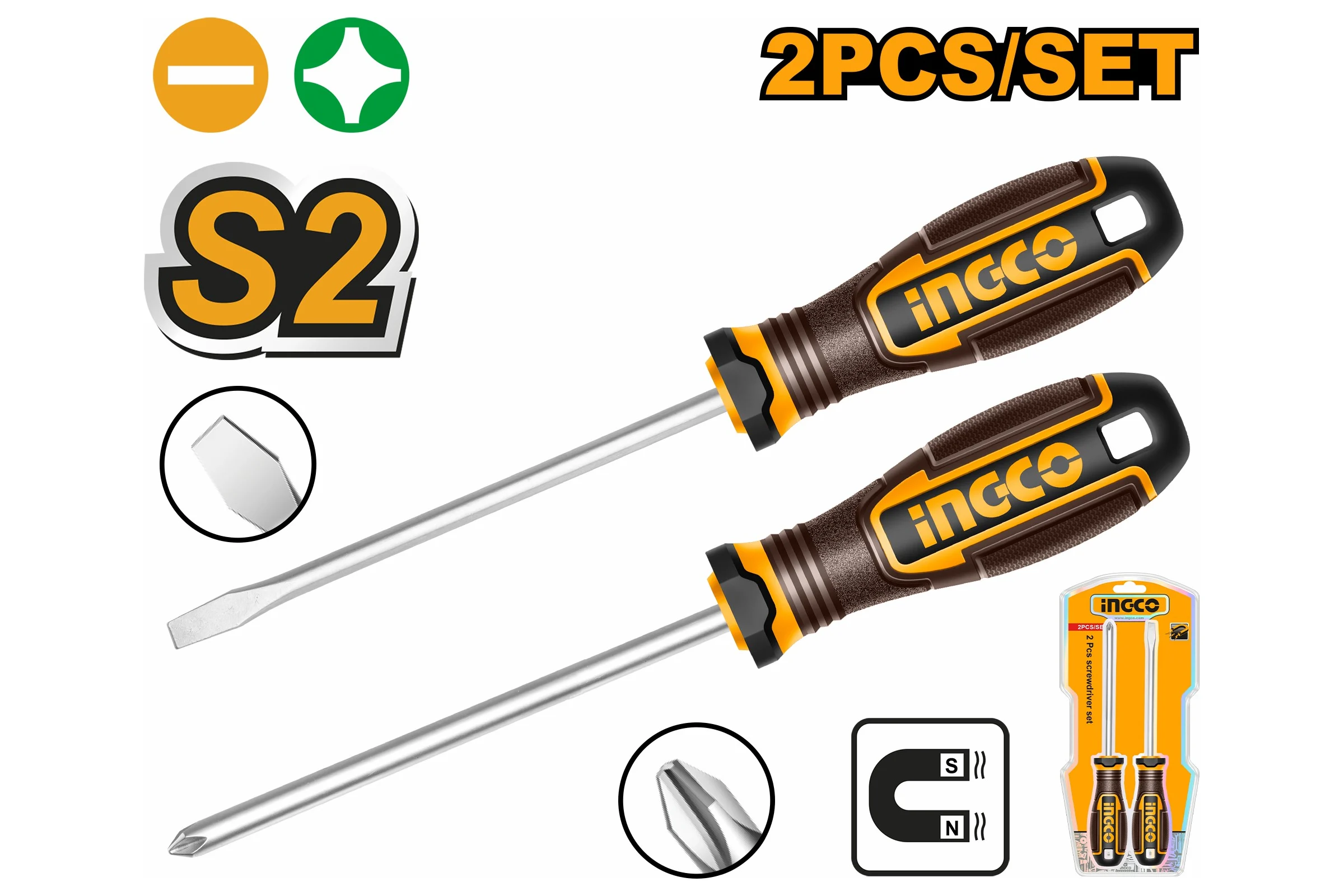 Набор отверток INGCO SUPER INDUSTRIAL S2, 2 шт. HKSDS0228