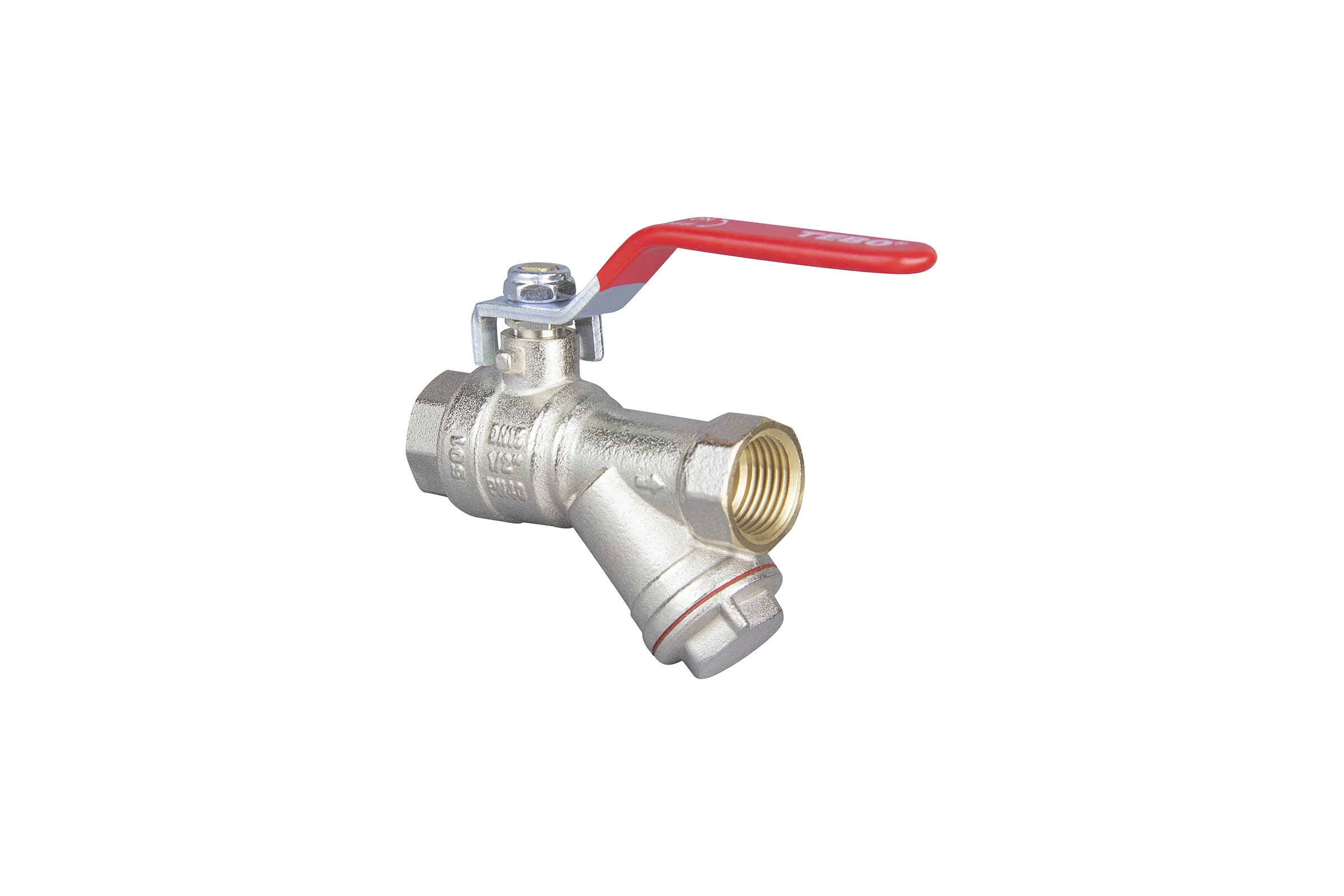 Кран шаровой с фильтром TEBO ВН/ВН 1/2" ручка T-КШ.Ф.501.12.КР.CN