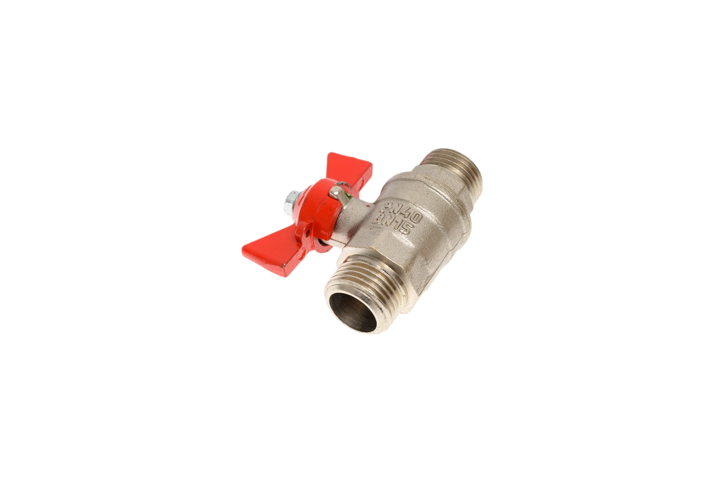 Кран шаровой для воды Valfex N/P59 1/2" НР/НР руч. бабочка, латунный никелированный 11Б27фт1М(96/24) VF.219.NB1.012.N/P59.Bir