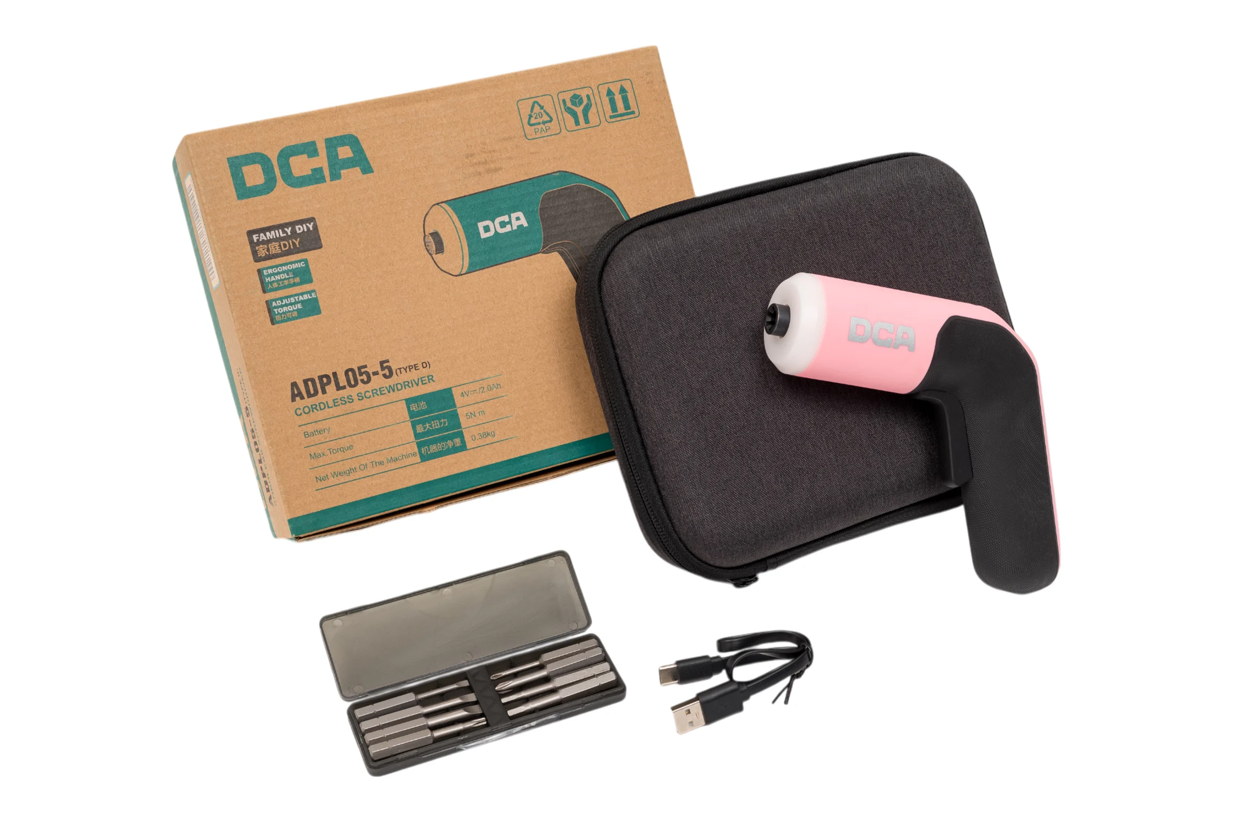 Аккумуляторная отвертка DCA ADPL05-5 (TYPE D) pink