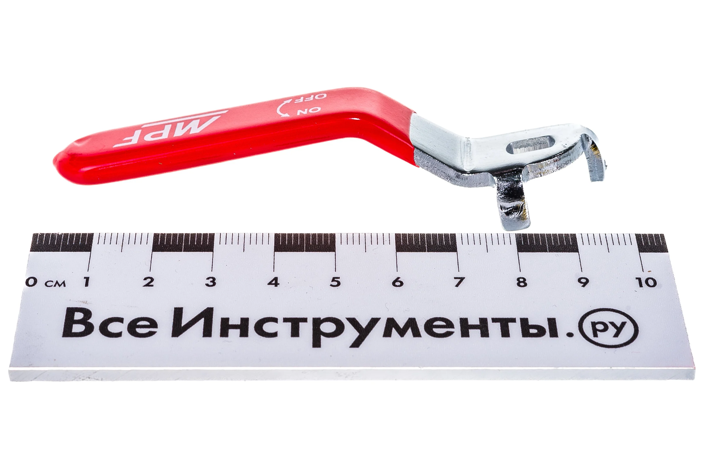 Ручка для шарового крана MPF длинная, усиленная, для крана, 1/2" - 3/4", прорезиненная КРАСНАЯ, MP ИС.131178