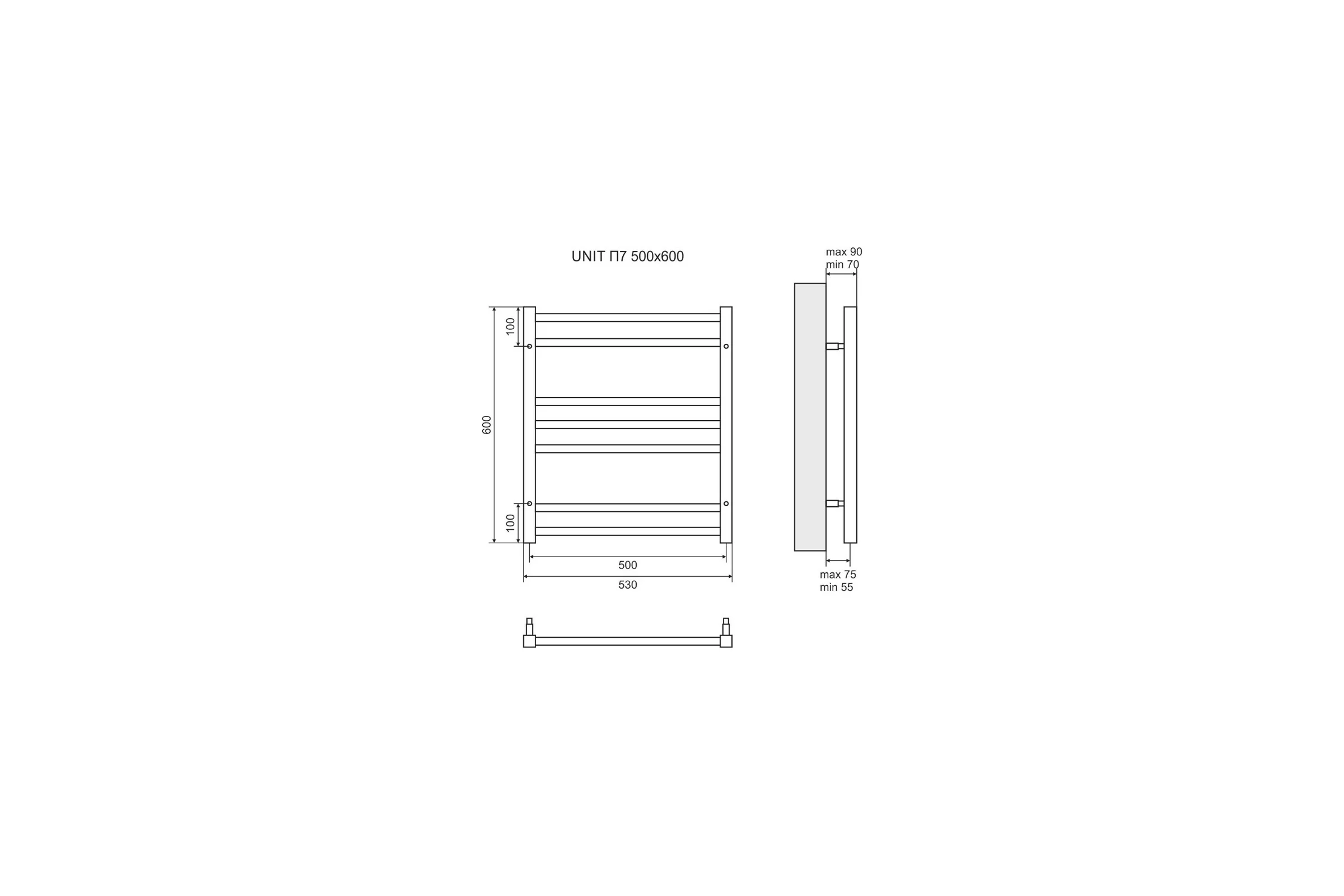 Водяной полотенцесушитель Lemark Unit П10 500x800, черный LM45810BL