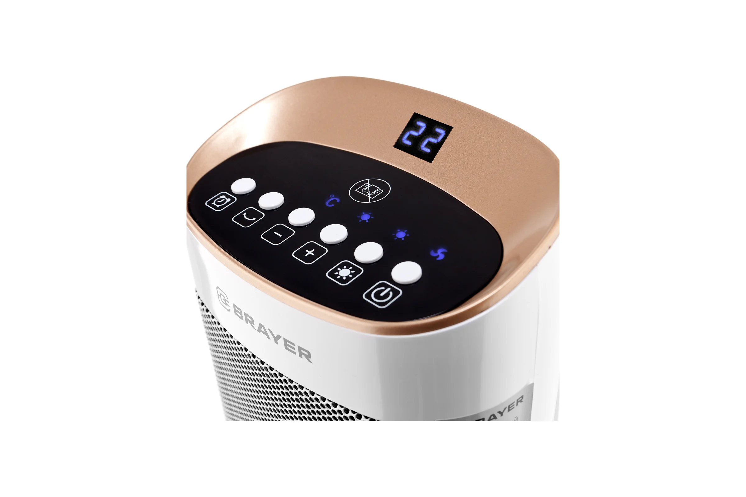 Тепловентилятор BRAYER 2000 Вт, LED-диспл, пульт ДУ, площ. 20 кв.м.,элек.упр BR4804