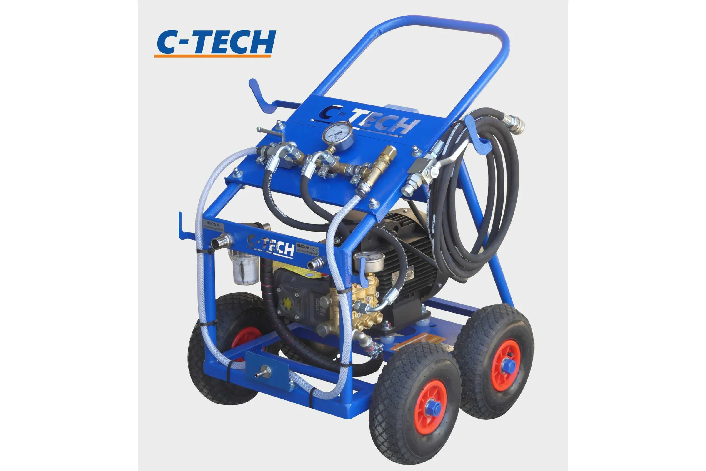Установка опрессовочная в/давления C-TECH DN1520 (140 бар, до 1200 л/ч, 5.5 кВт, 380 В) мобильная NP1520ET3E4BP2P1 DN1520ET3E4BP2P1