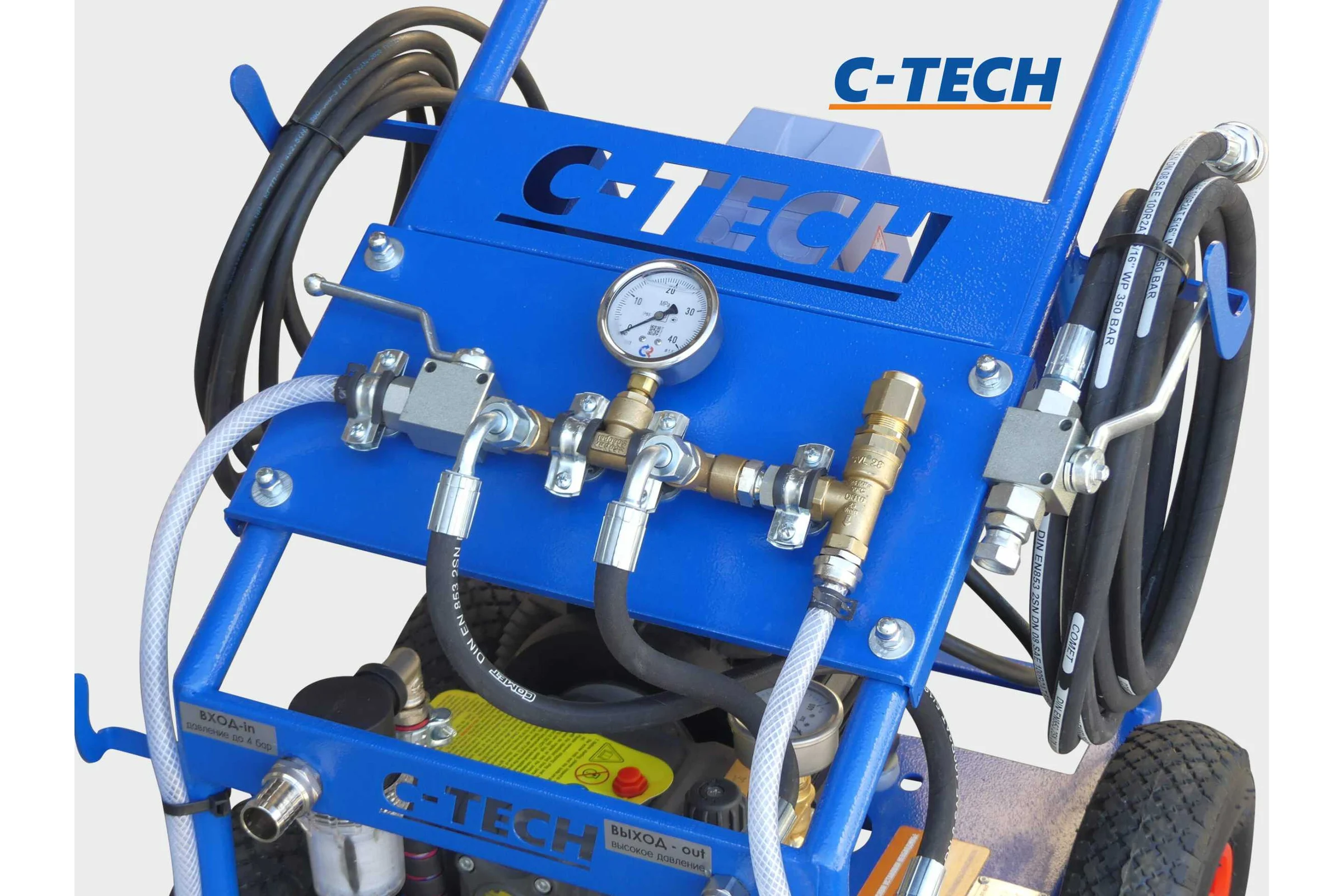 Установка опрессовочная в/давления C-TECH DN1520 (140 бар, до 1200 л/ч, 5.5 кВт, 380 В) мобильная NP1520ET3E4BP2P1 DN1520ET3E4BP2P1