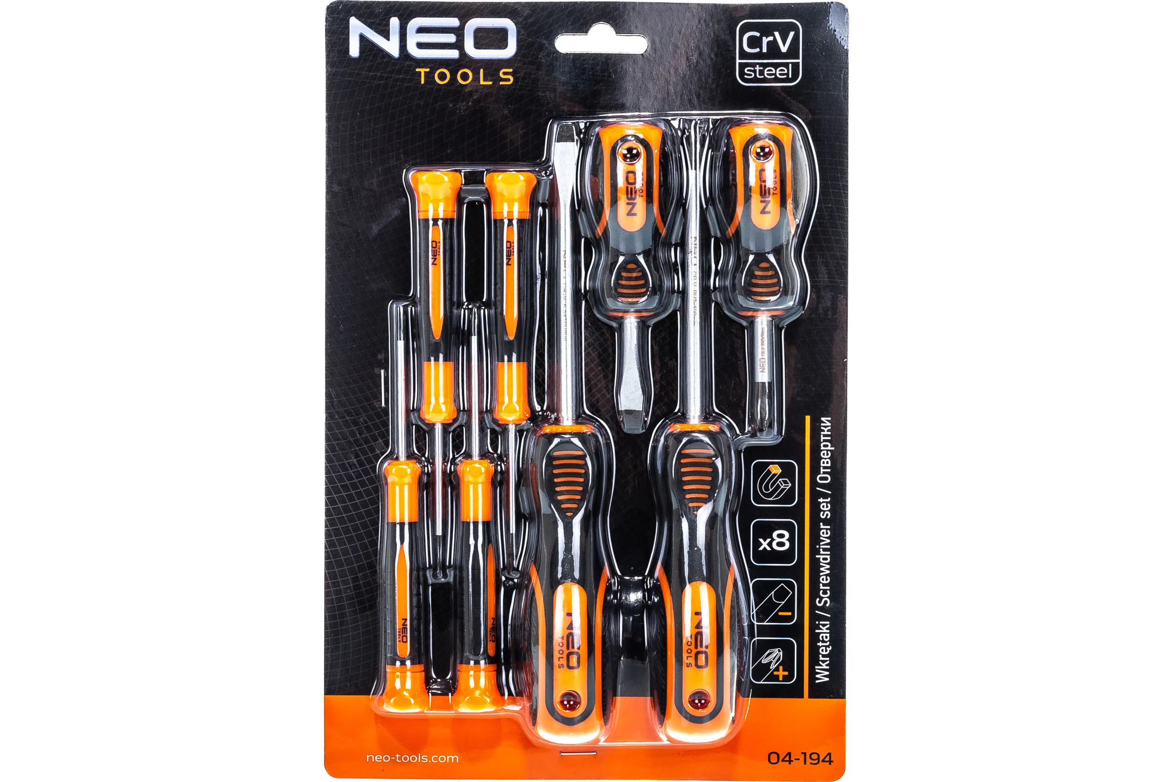 Набор отверток NEO Tools 8 шт SL/PH двухкомп рукоятка 04-194