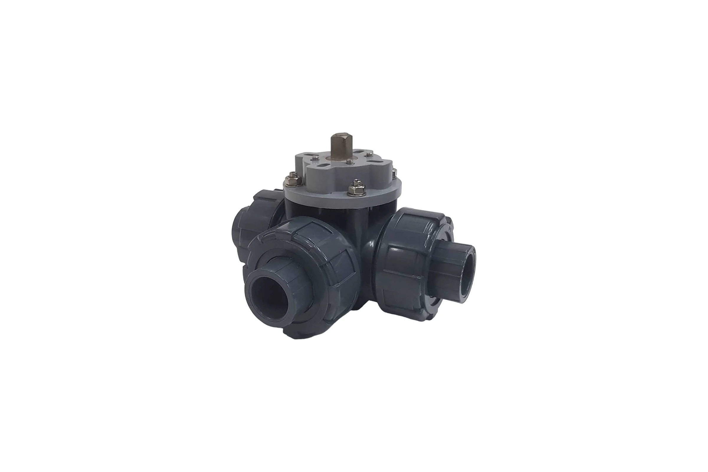 Трехходовой шаровой кран TECHNO 3020T-PVC ПВХ, под привод DN20, рабоч. темп. -10~50C 655320