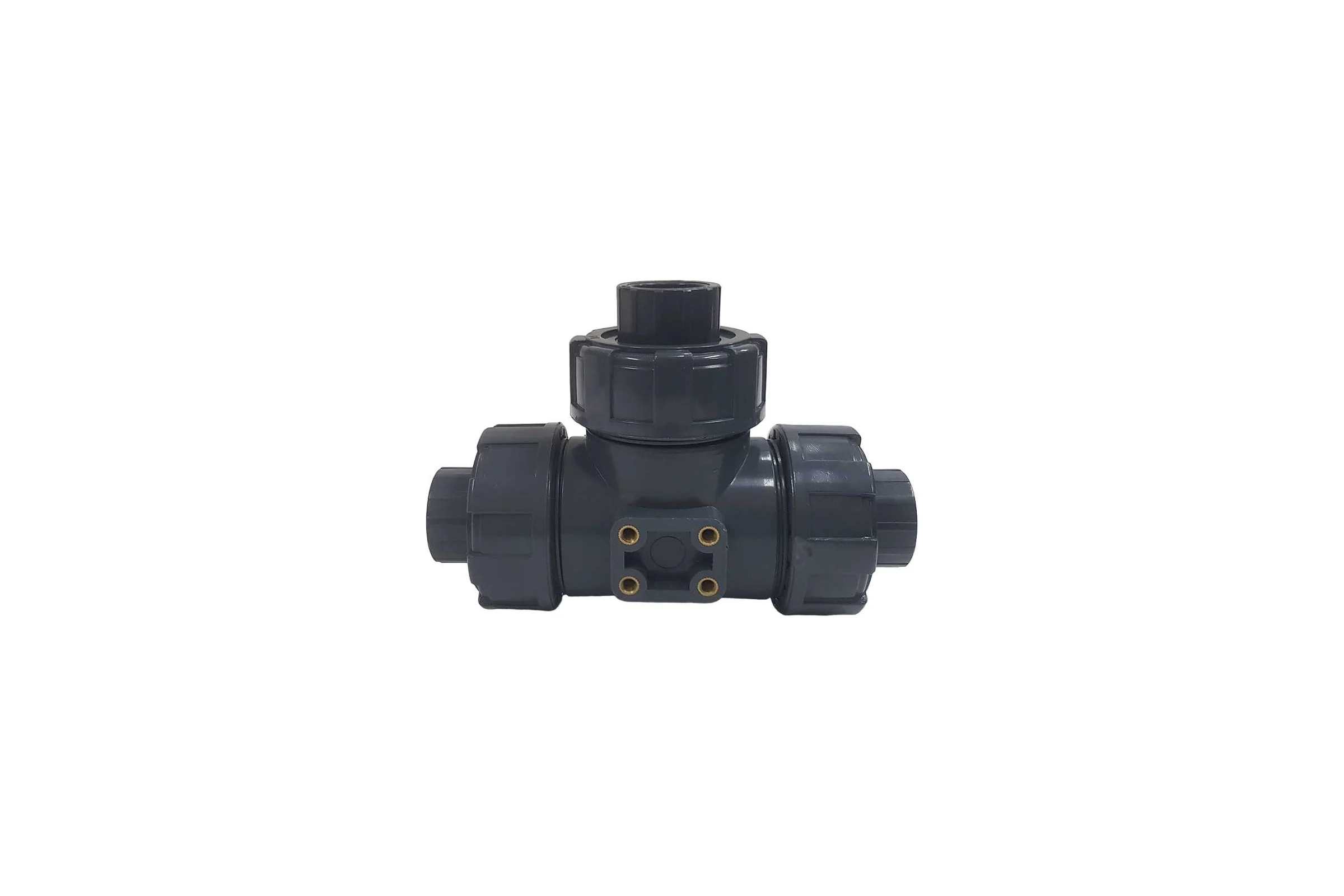 Трехходовой шаровой кран TECHNO 3020T-PVC ПВХ, под привод DN20, рабоч. темп. -10~50C 655320