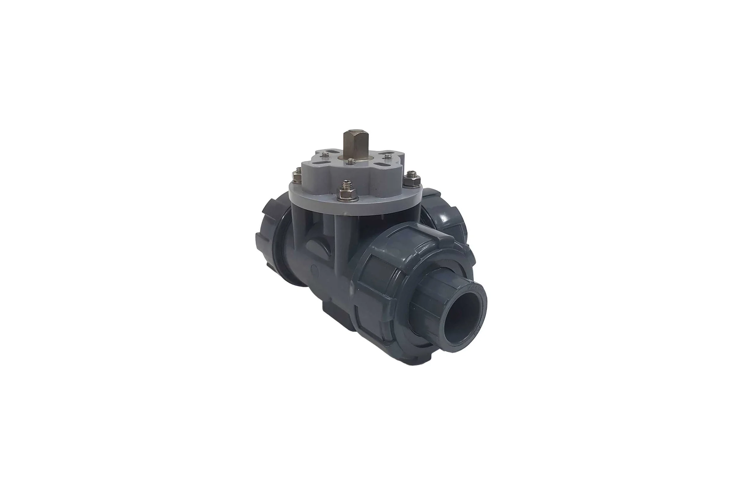 Трехходовой шаровой кран TECHNO 3020T-PVC ПВХ, под привод DN20, рабоч. темп. -10~50C 655320