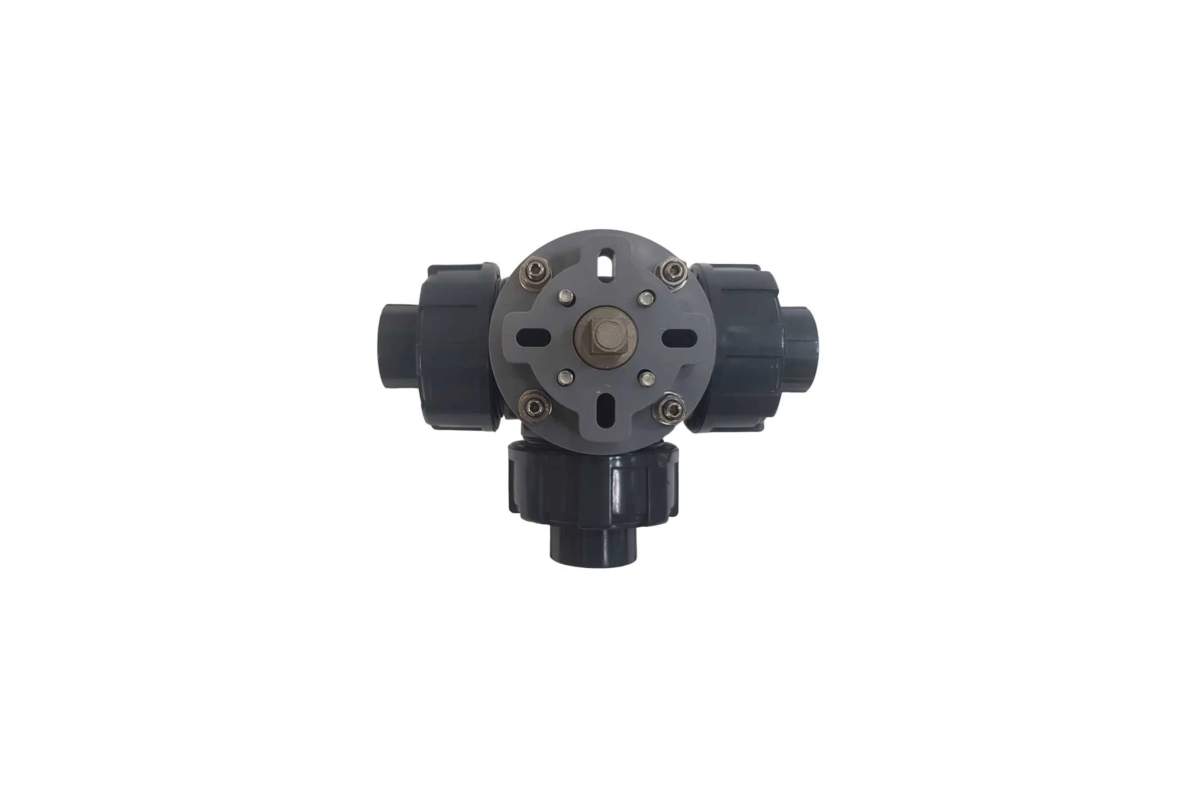 Трехходовой шаровой кран TECHNO 3020T-PVC ПВХ, под привод DN20, рабоч. темп. -10~50C 655320