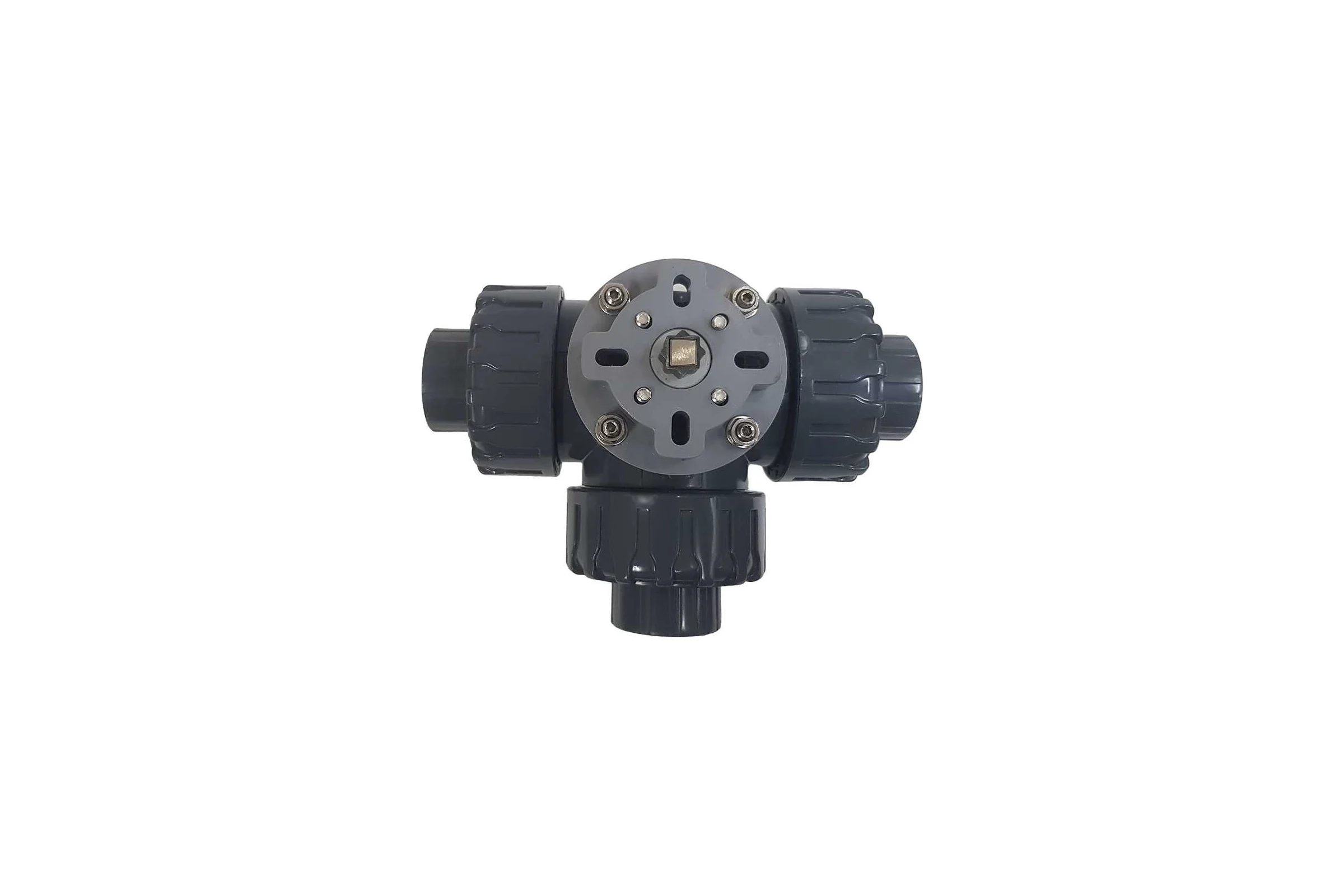 Трехходовой шаровой кран TECHNO 3025T-PVC ПВХ, под привод DN25, рабоч. темп. -10~50C 655325