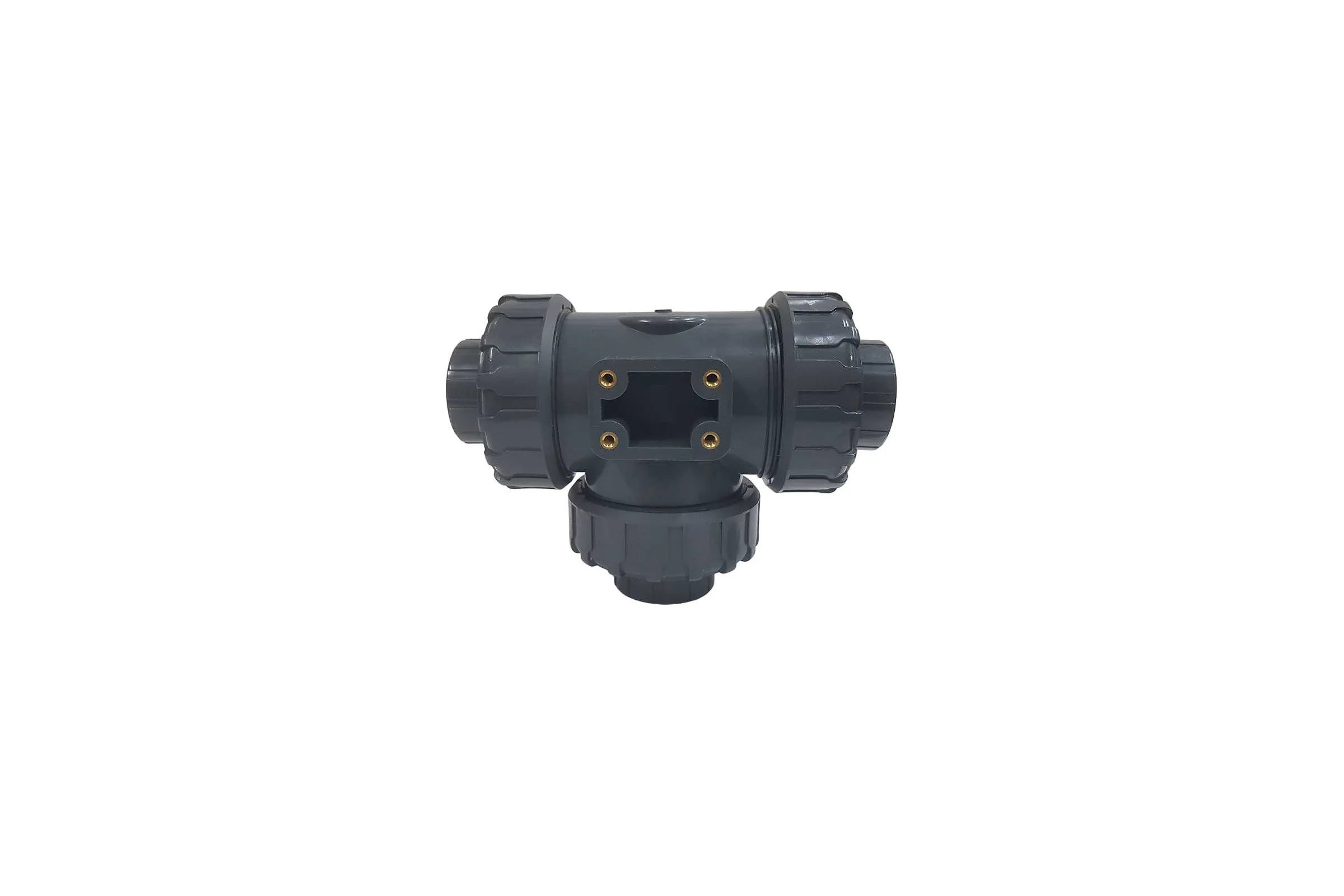 Трехходовой шаровой кран TECHNO 3050T-PVC ПВХ, под привод DN50, рабоч. темп. -10~50C 655350
