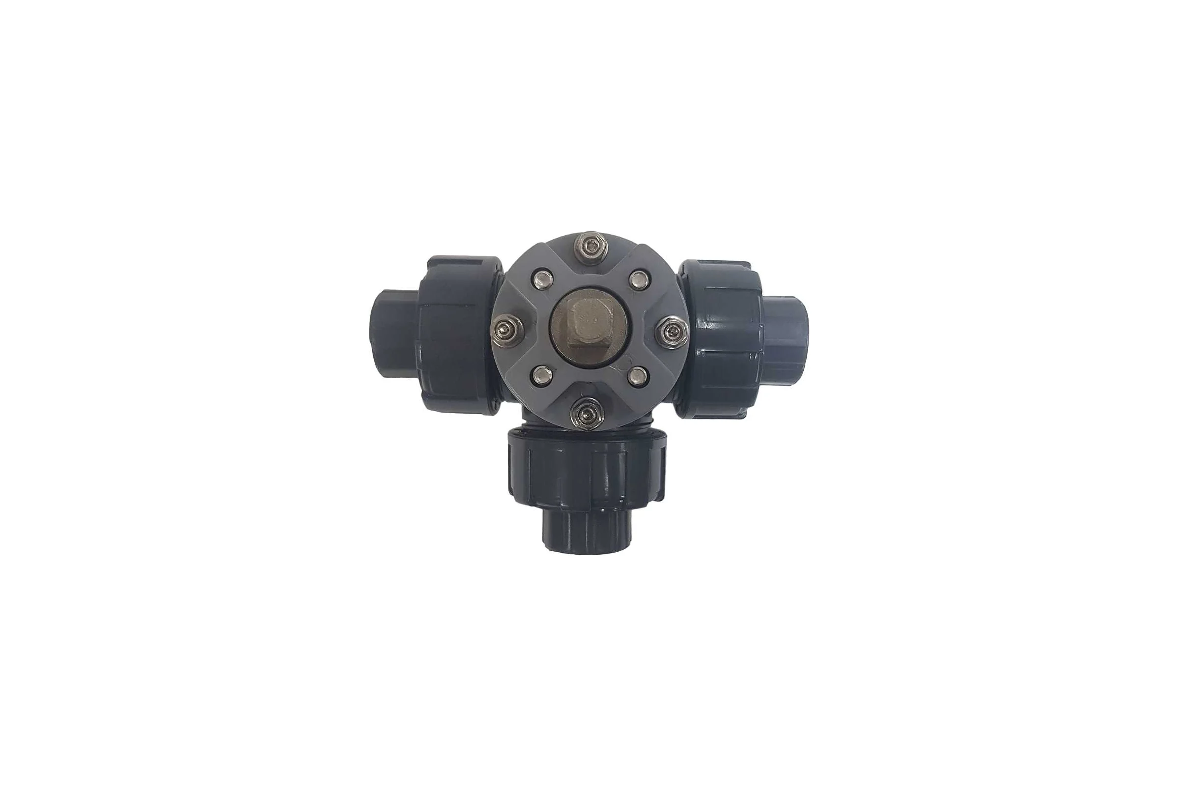 Трехходовой шаровой кран TECHNO 3015T-PVC ПВХ, под привод DN15, рабоч. темп. -10~50C 655315