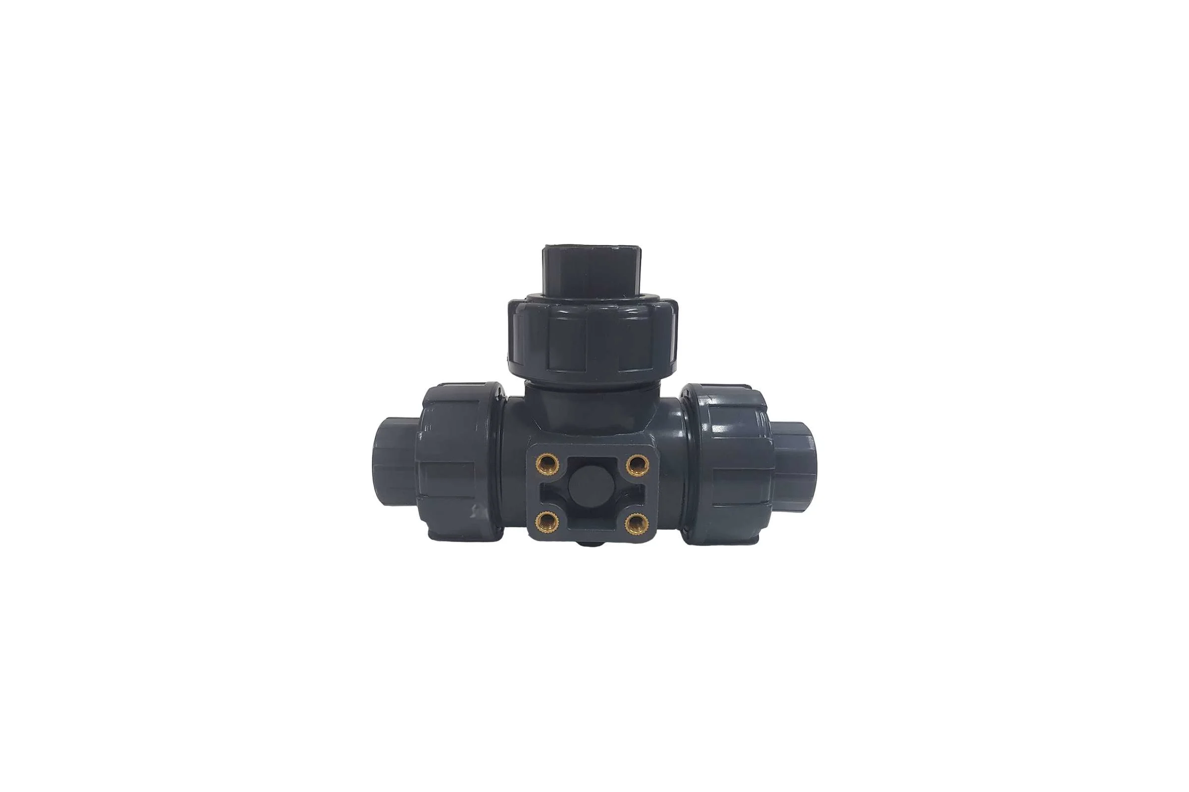 Трехходовой шаровой кран TECHNO 3015T-PVC ПВХ, под привод DN15, рабоч. темп. -10~50C 655315
