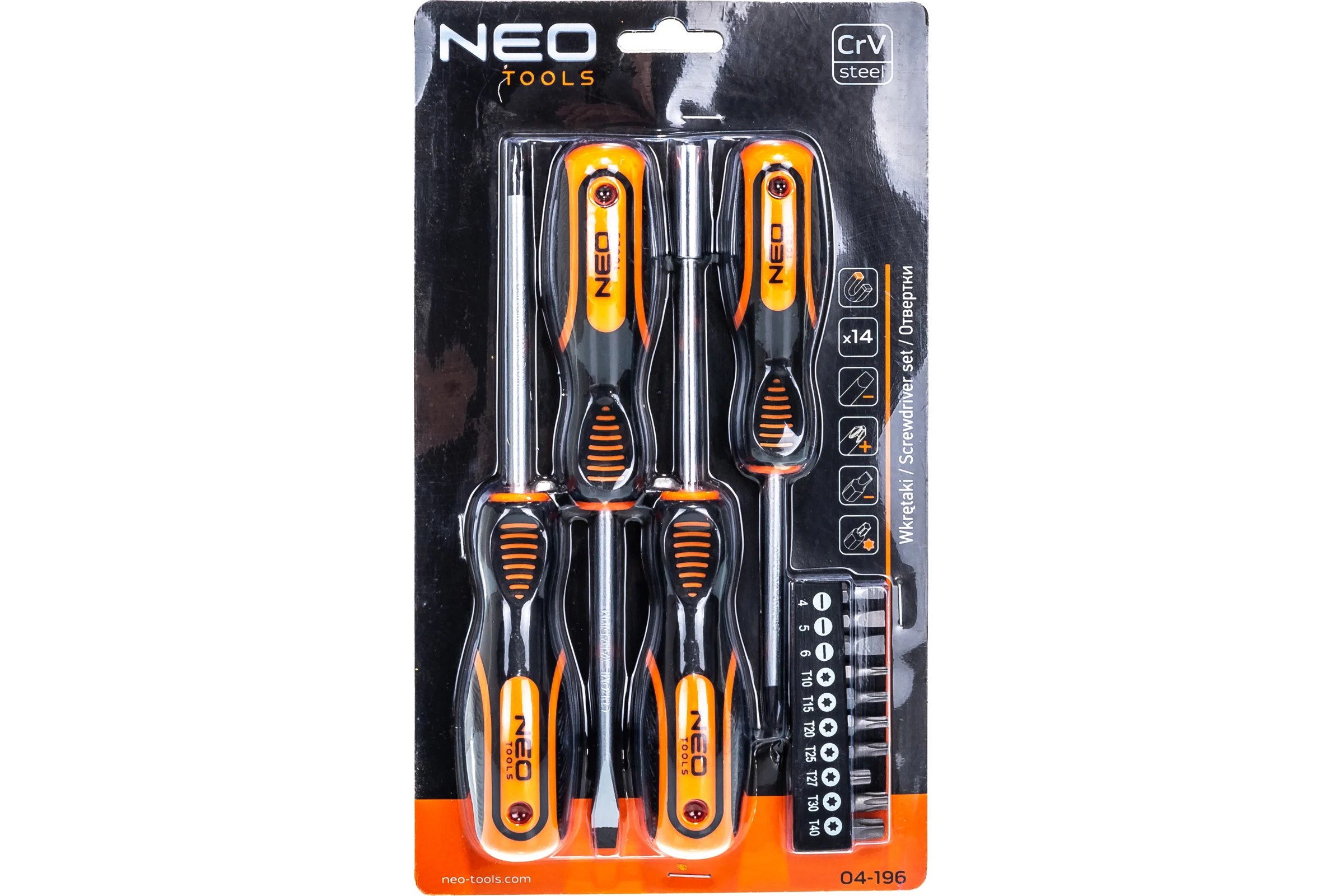 Набор отверток и бит NEO Tools 14 шт 04-196