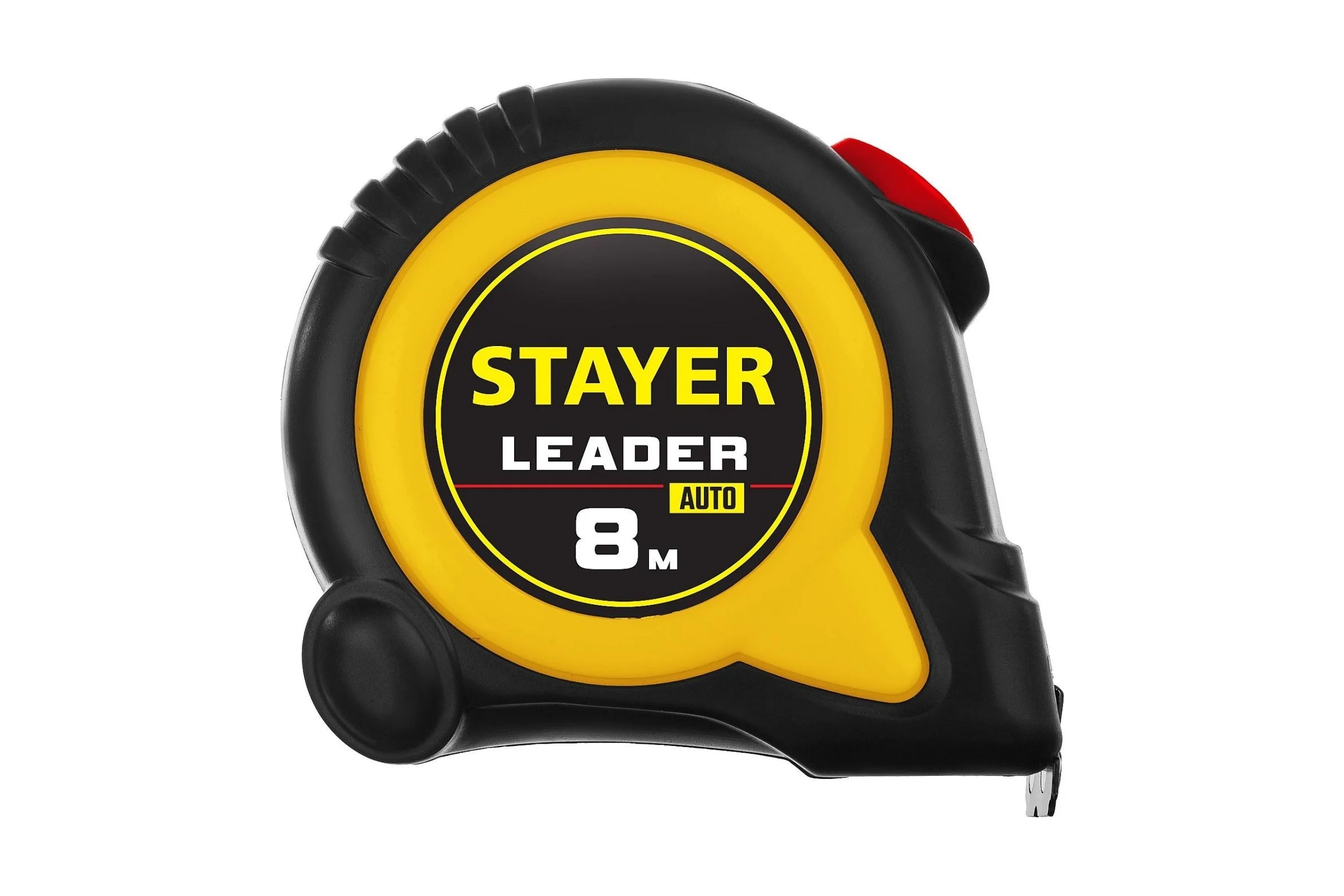 Рулетка Stayer LEADER 8м / 25мм с автостопом в ударостойком обрезиненном корпусе 3402-08-25_z01