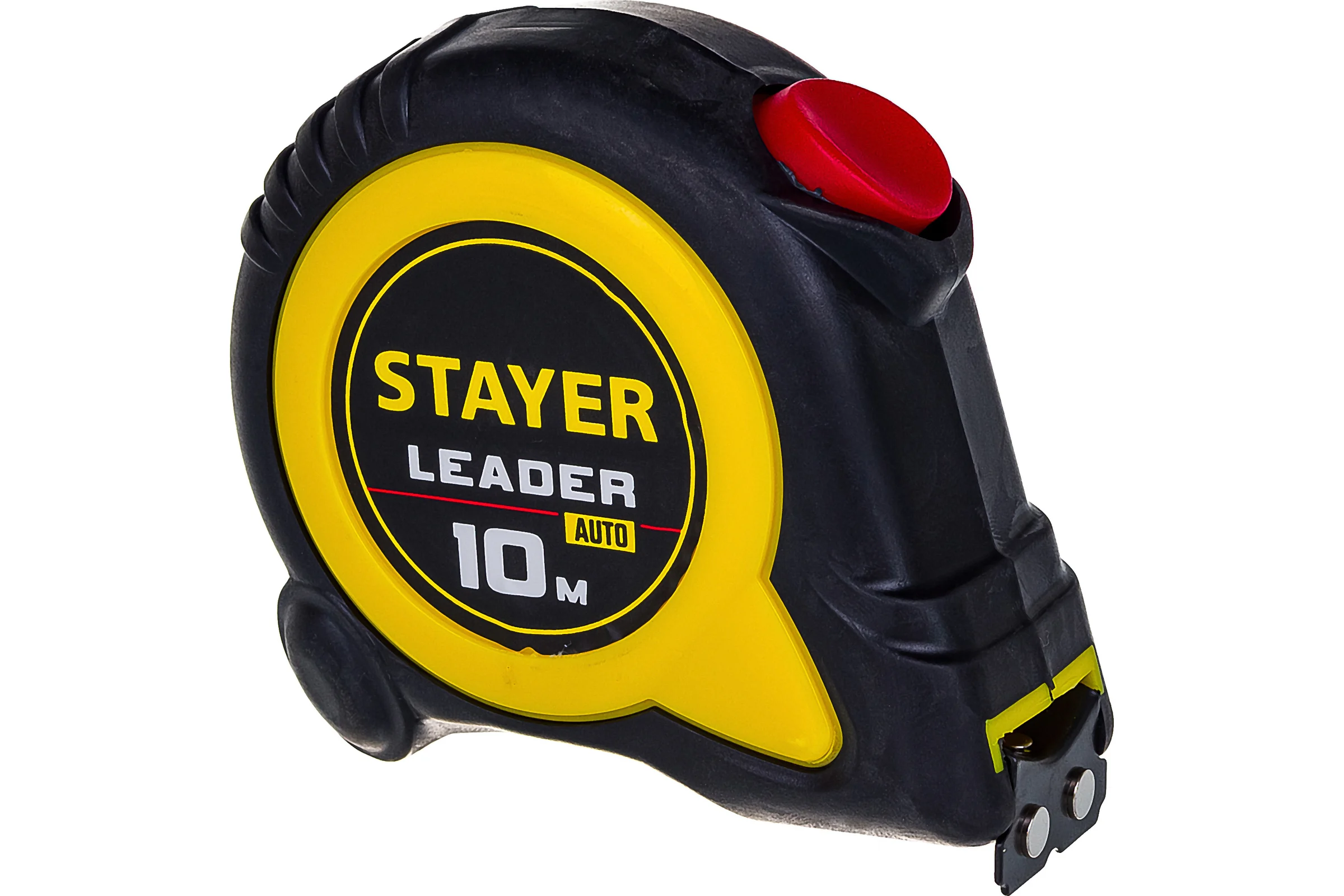 Рулетка Stayer LEADER 10м / 25мм с автостопом в ударостойком обрезиненном корпусе 3402-10-25