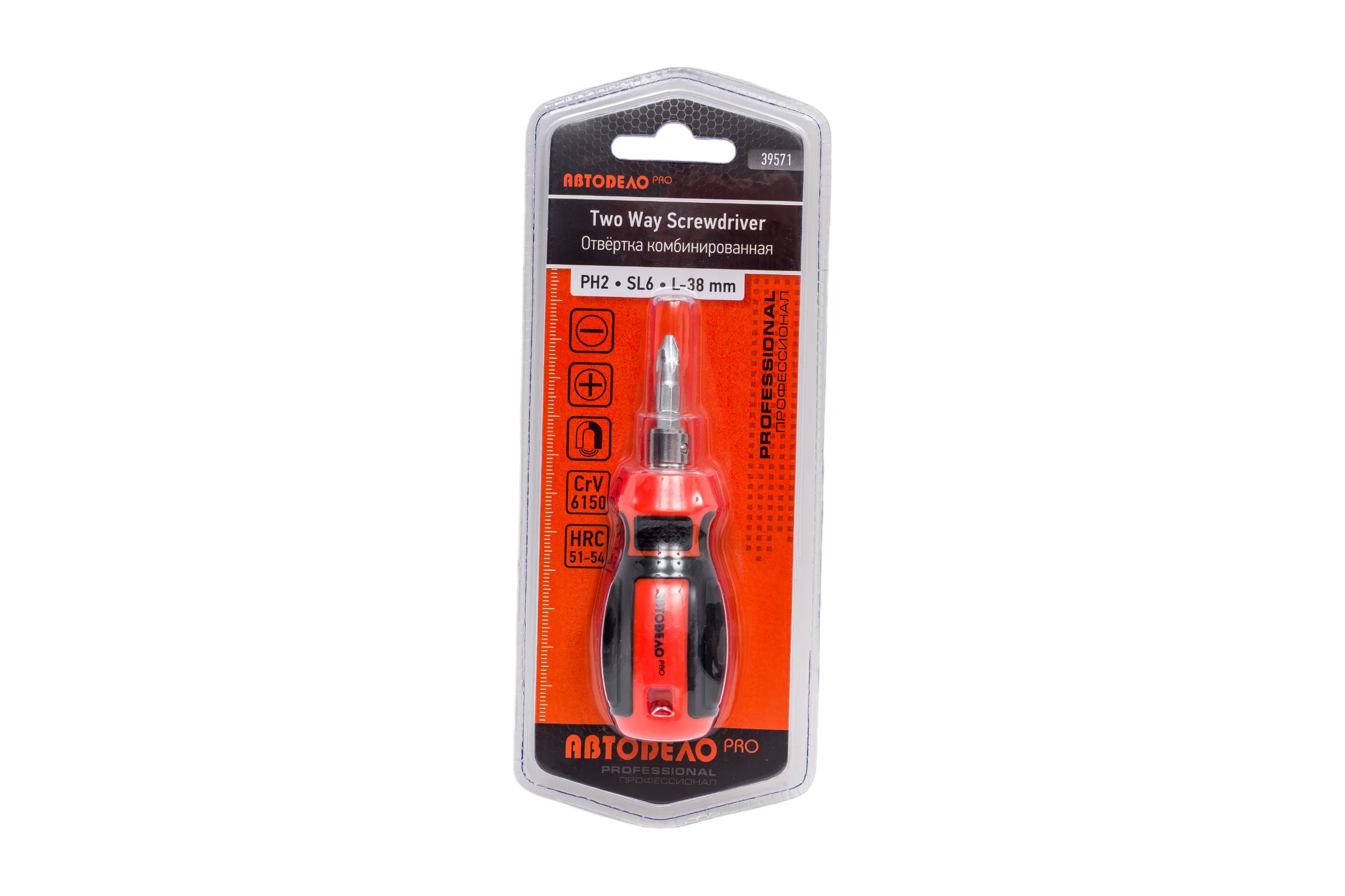 Комбинированная отвертка АвтоDело PH2-SL6 L=38mm PRO 39571 16090