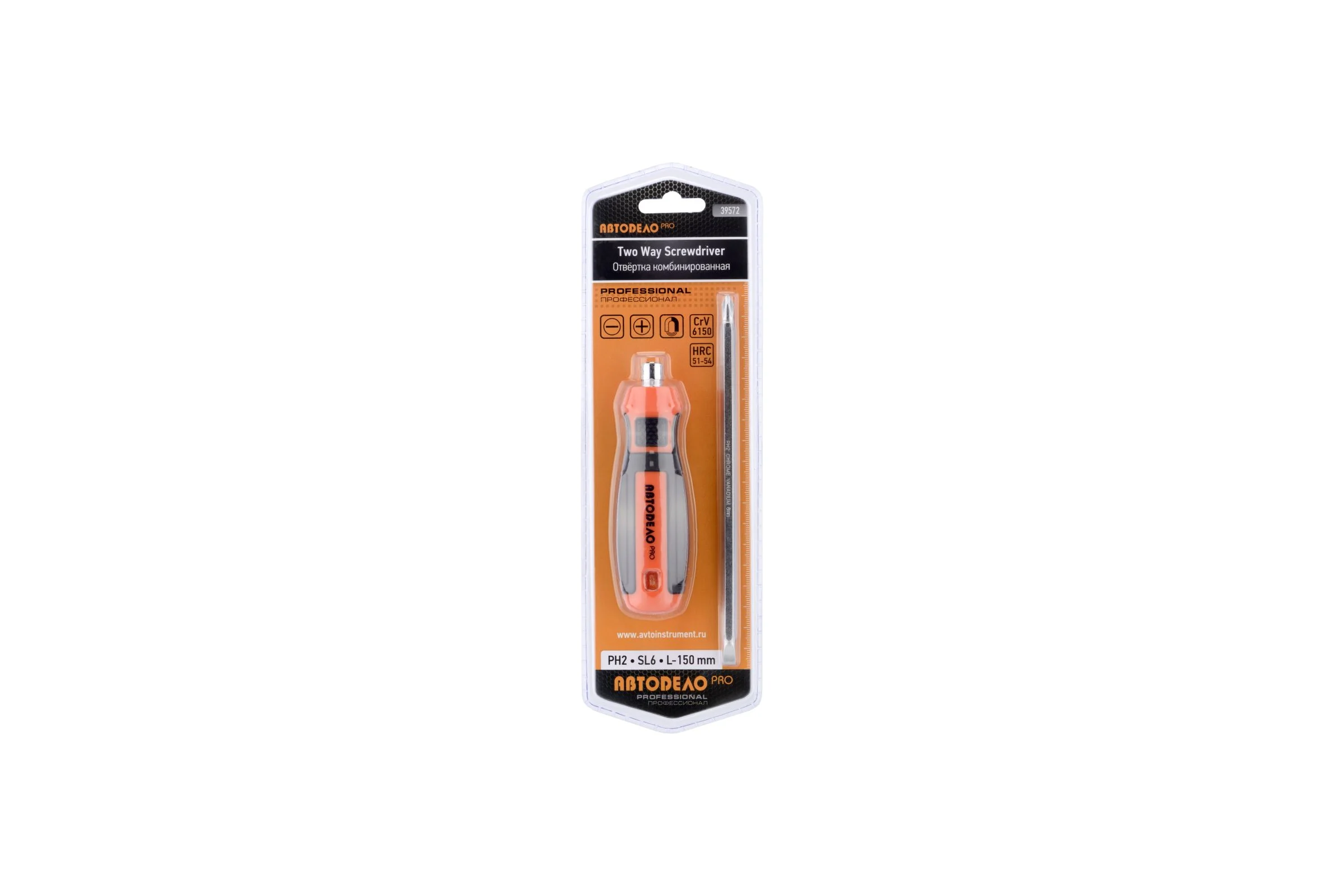 Комбинированная отвертка  АвтоDело PH2-SL6 L=150mm PRO 39572 16091