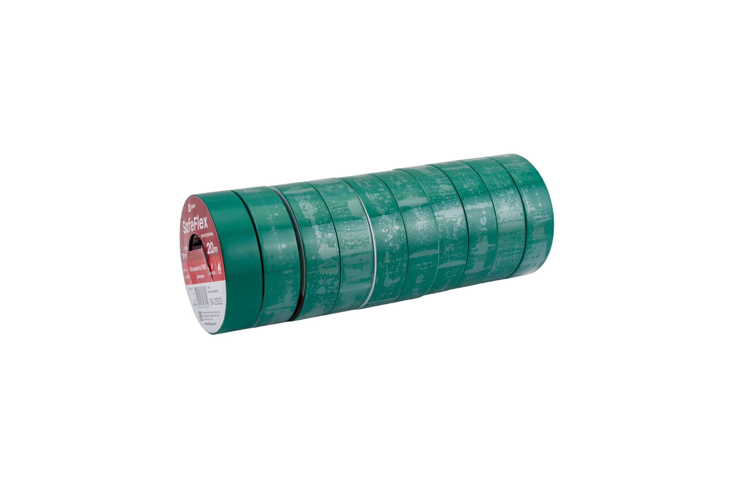 Изолента ПВХ EKF зеленая 19мм, 20м, серии SafeFlex 10 шт. plc-iz-sf-g