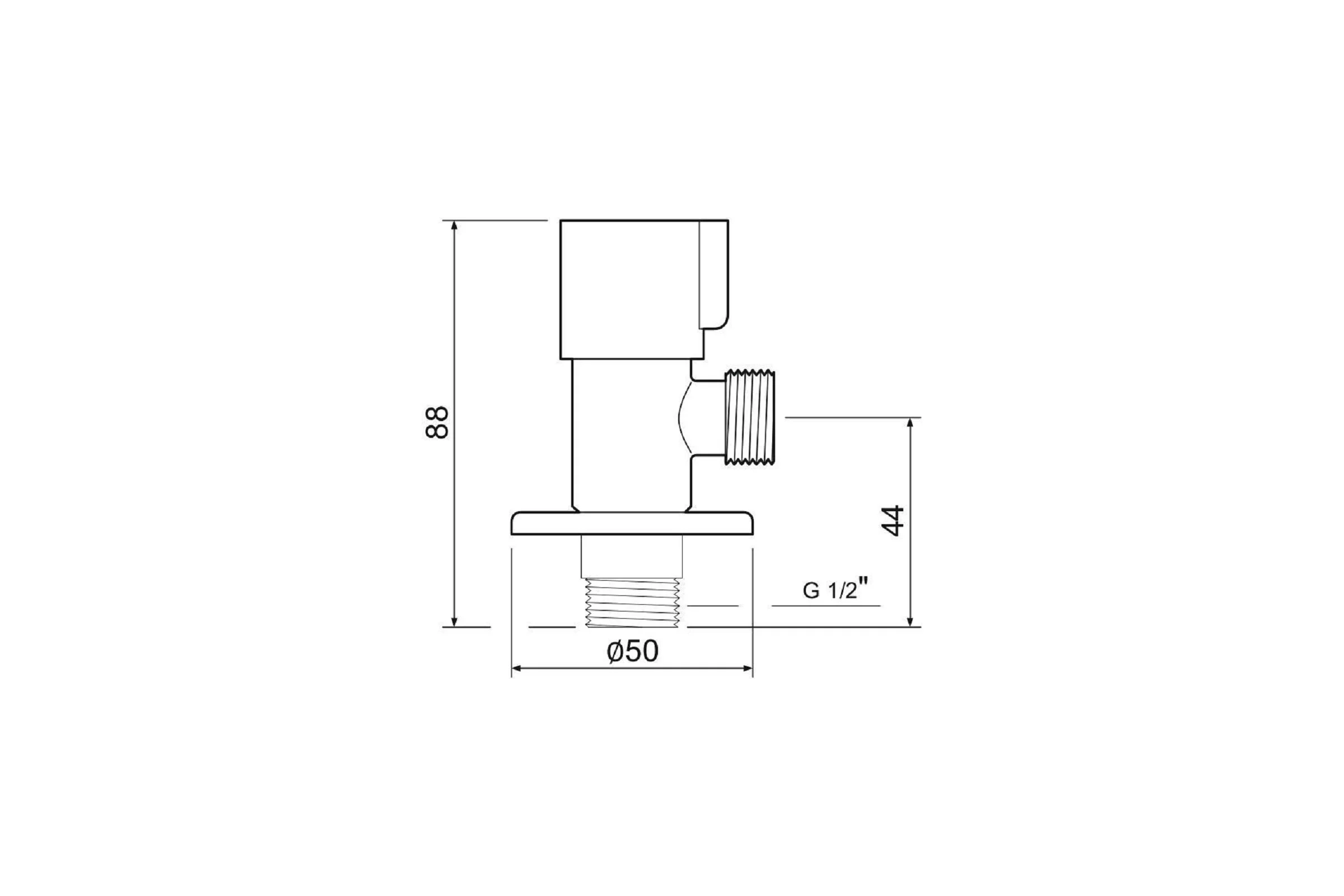 Кран для подкл. сант. приборов РМС SUS124KR-01B
