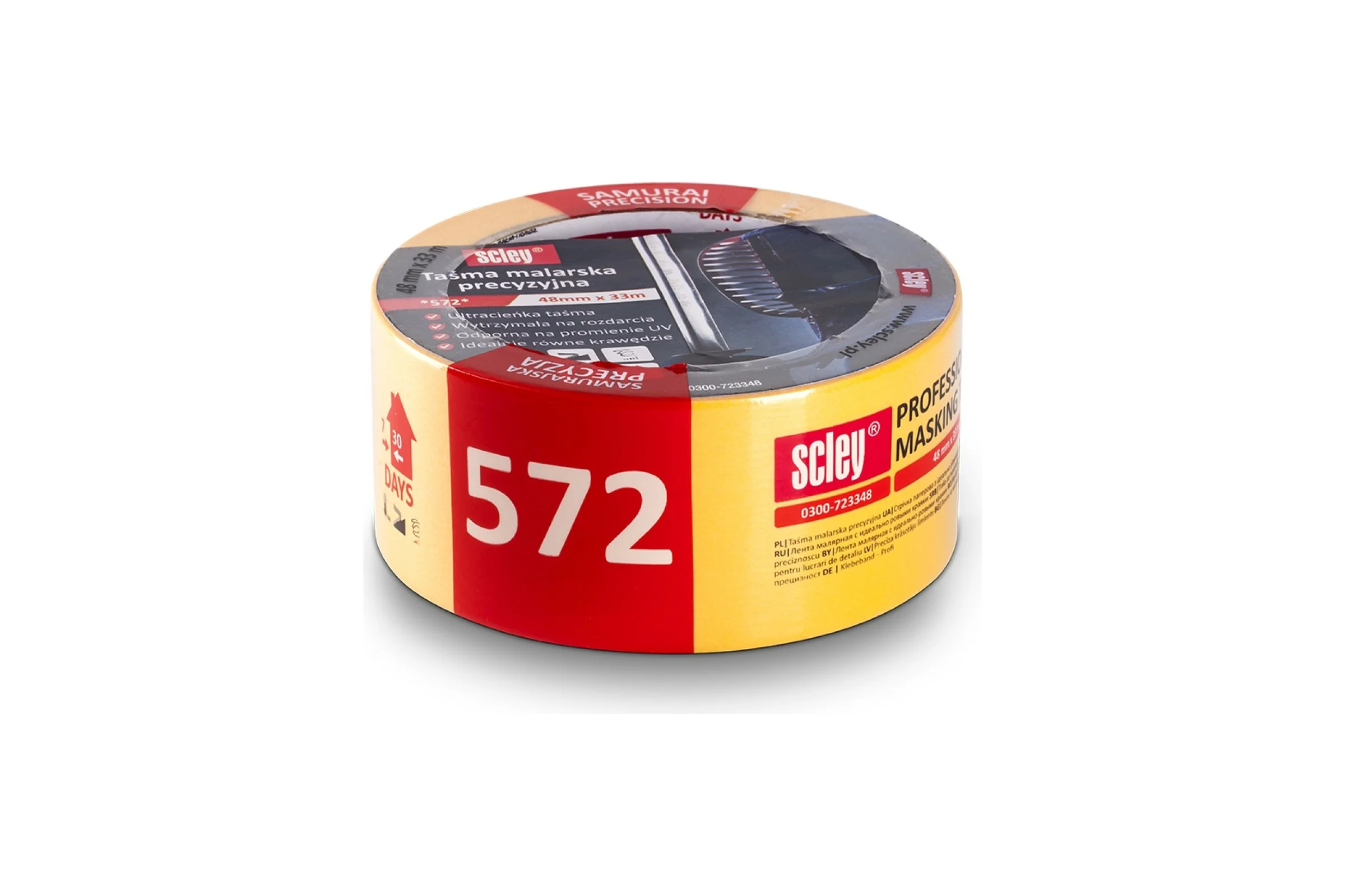 Малярная лента SCLEY серия 572, 48 мм х 33 м, ультратонкая, желтая 0300-723348